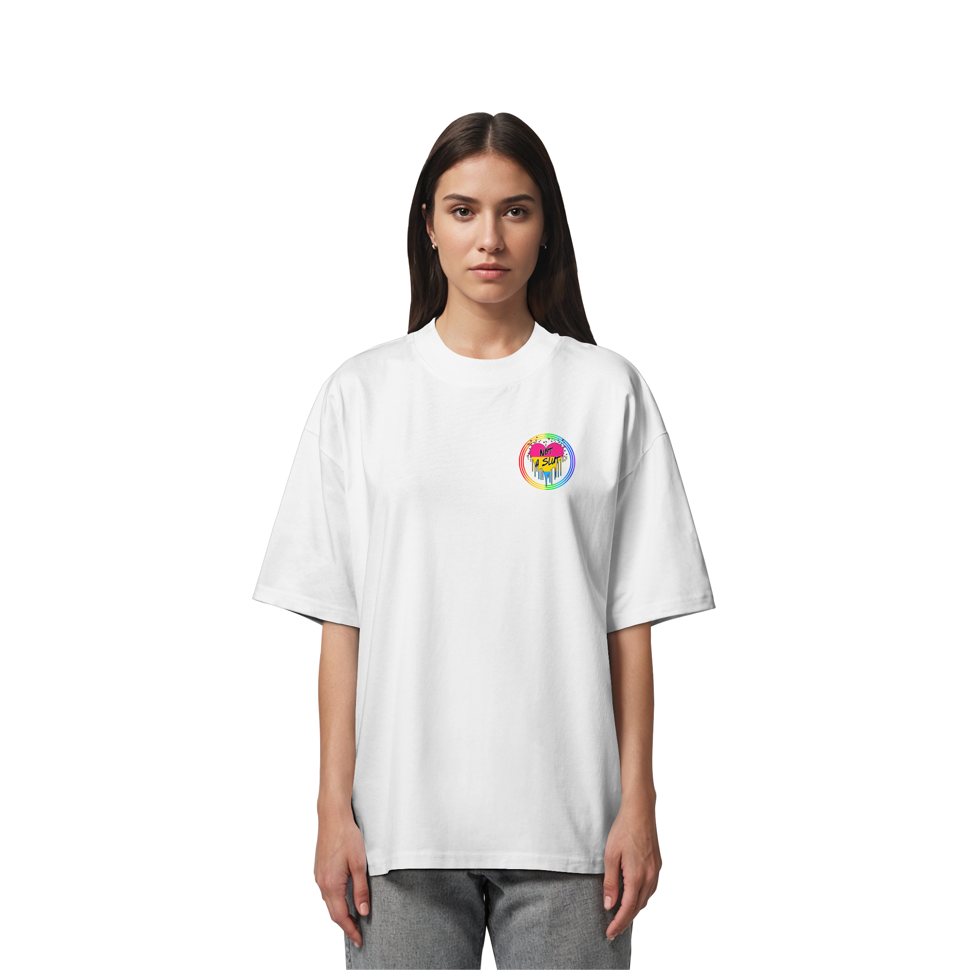 Pansexual Not a Slut "Regenbogenkreis Edition" - Organic Oversize Shirt