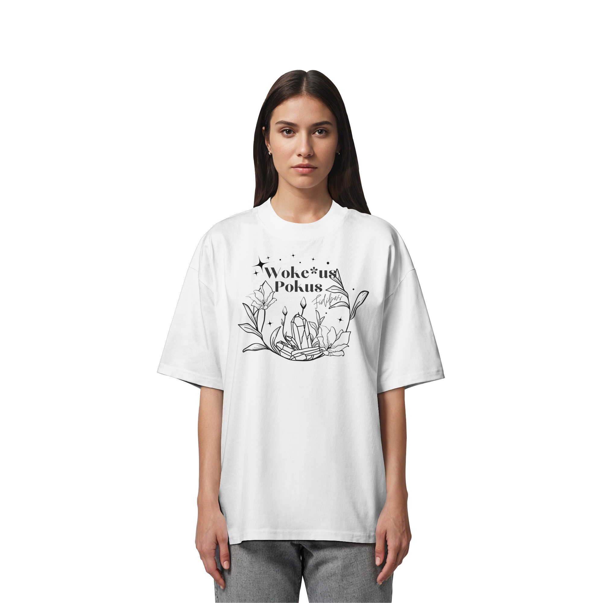 Woke*us Pokus (schwarze Schrift) - Organic Oversize Shirt