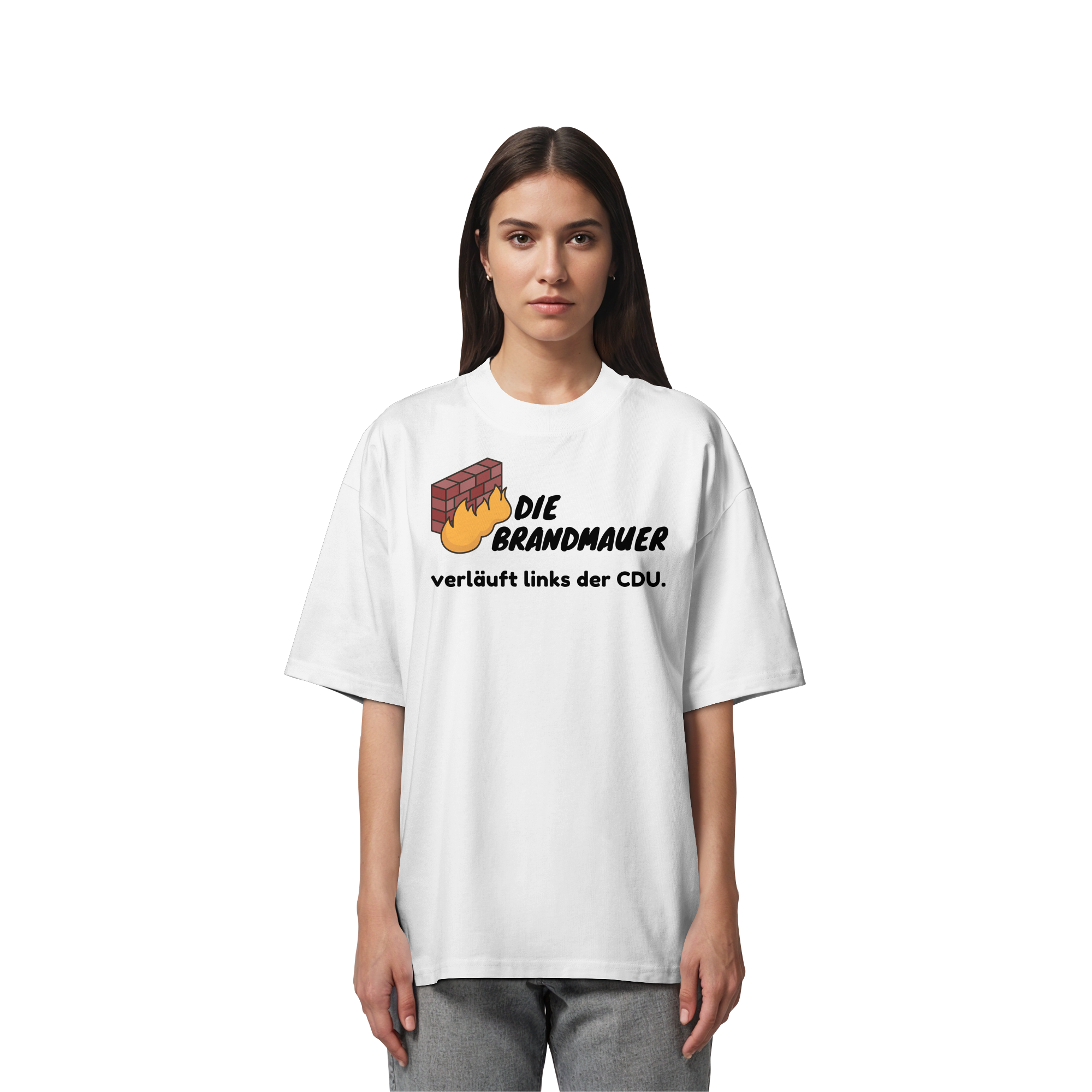 Brandmauer (schwarze Schrift) - Organic Oversize Shirt