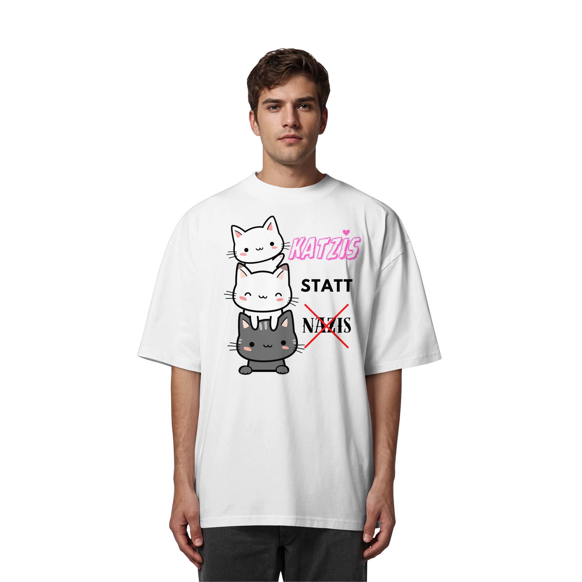 Katzis statt Nazis - Organic Oversize Shirt