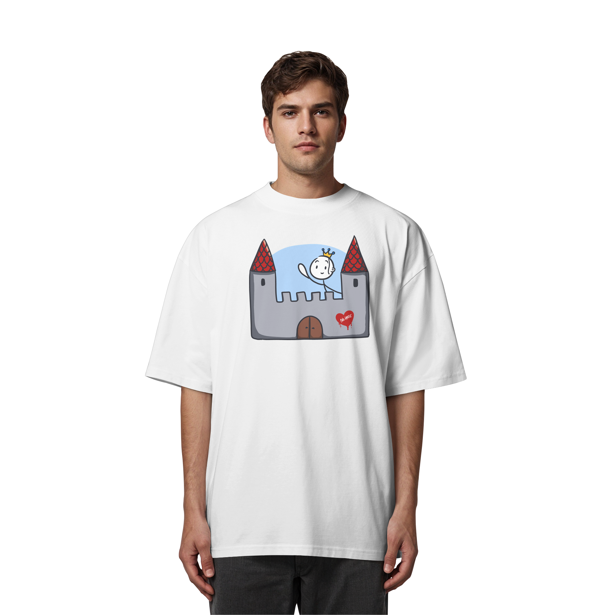 Seelenmännchen "Schloss Edition" Frontprint (hell) - Organic Oversize Shirt