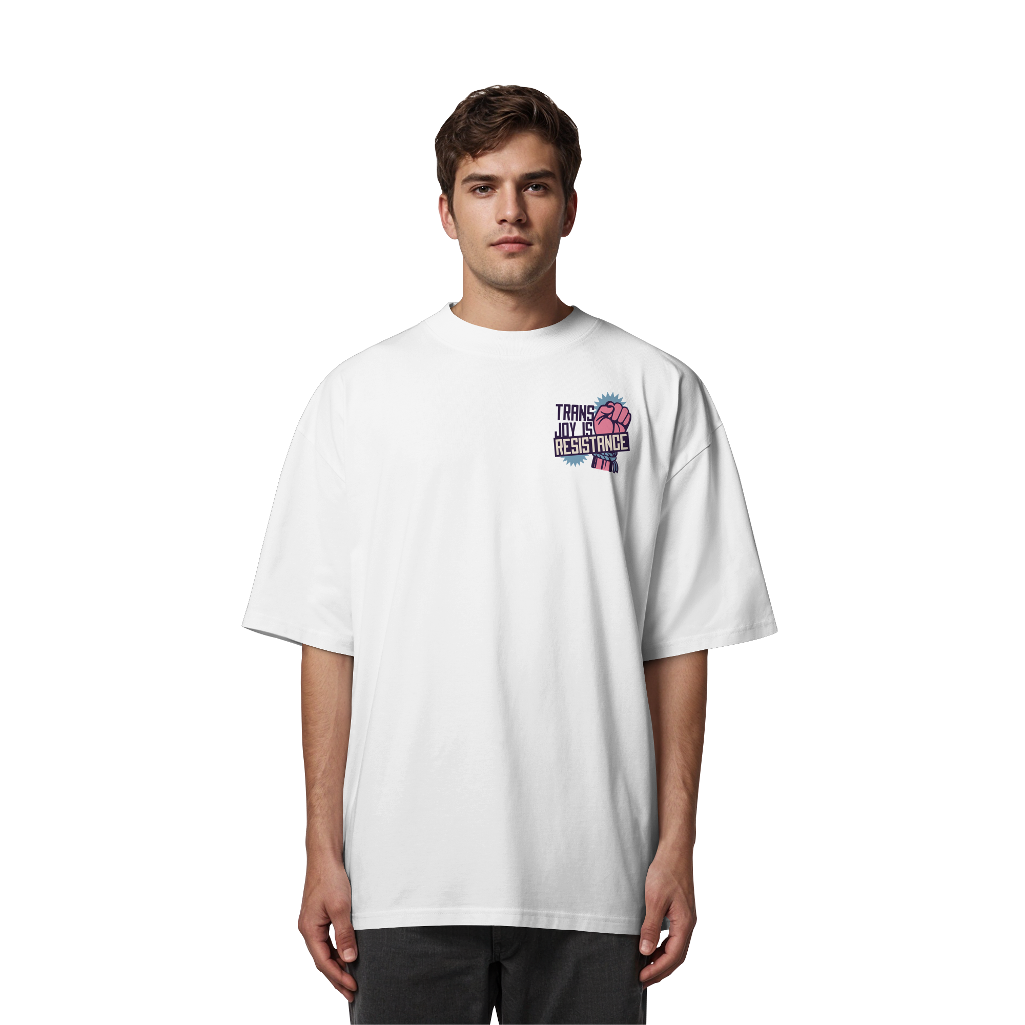 Trans Joy Is Resistance "Raised Fist Edition" - Organic Oversize Shirt