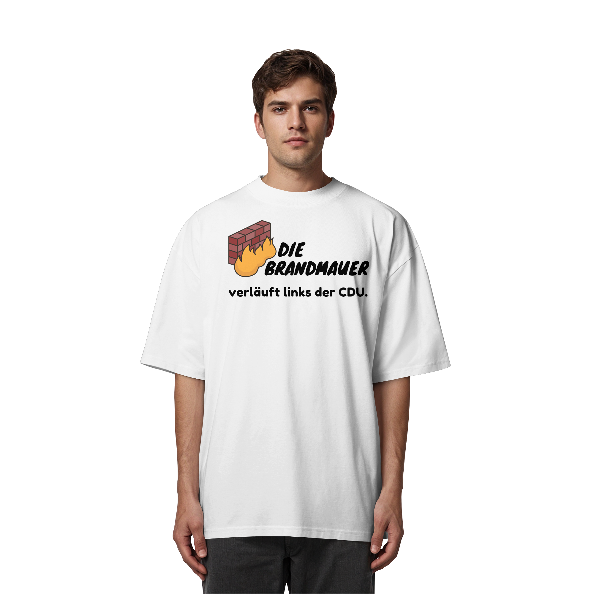 Brandmauer (schwarze Schrift) - Organic Oversize Shirt