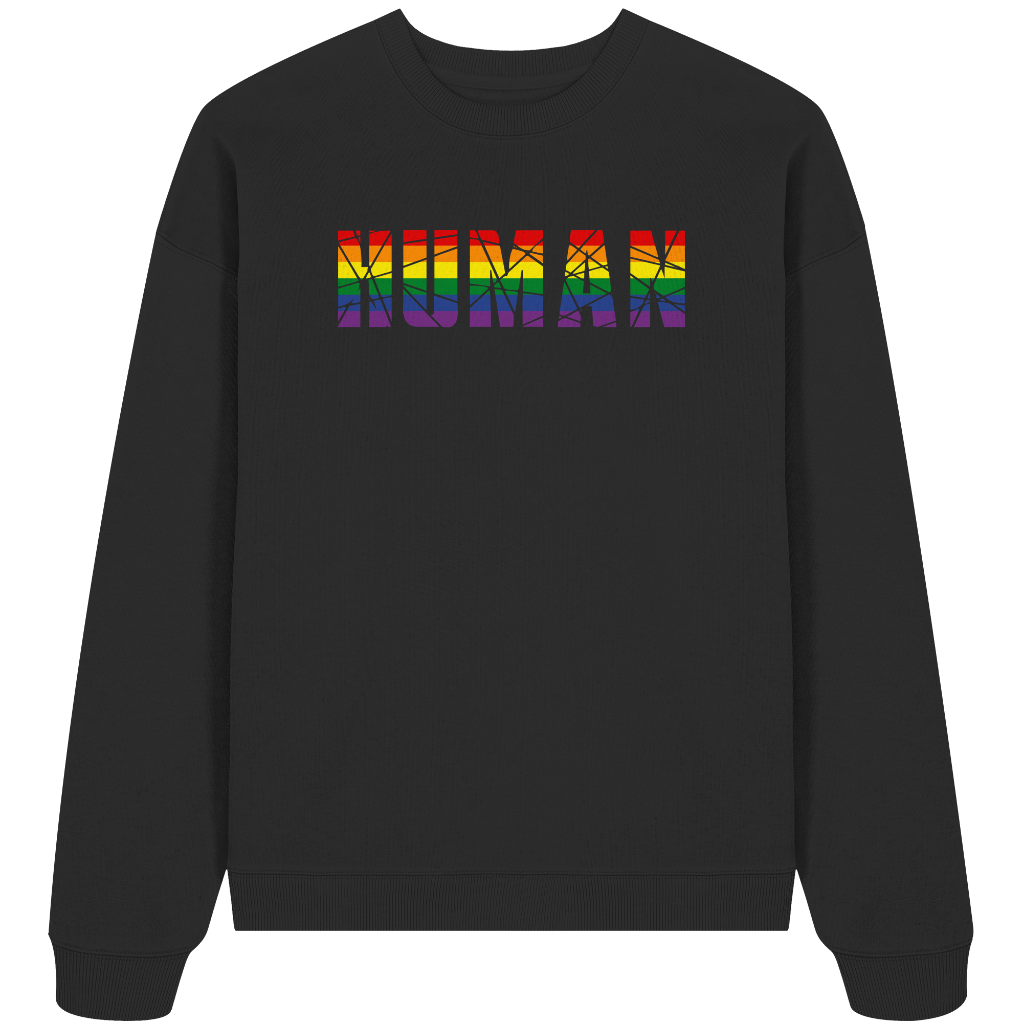 HUMAN in Regenbogen-Farben - Organic Oversize Sweatshirt