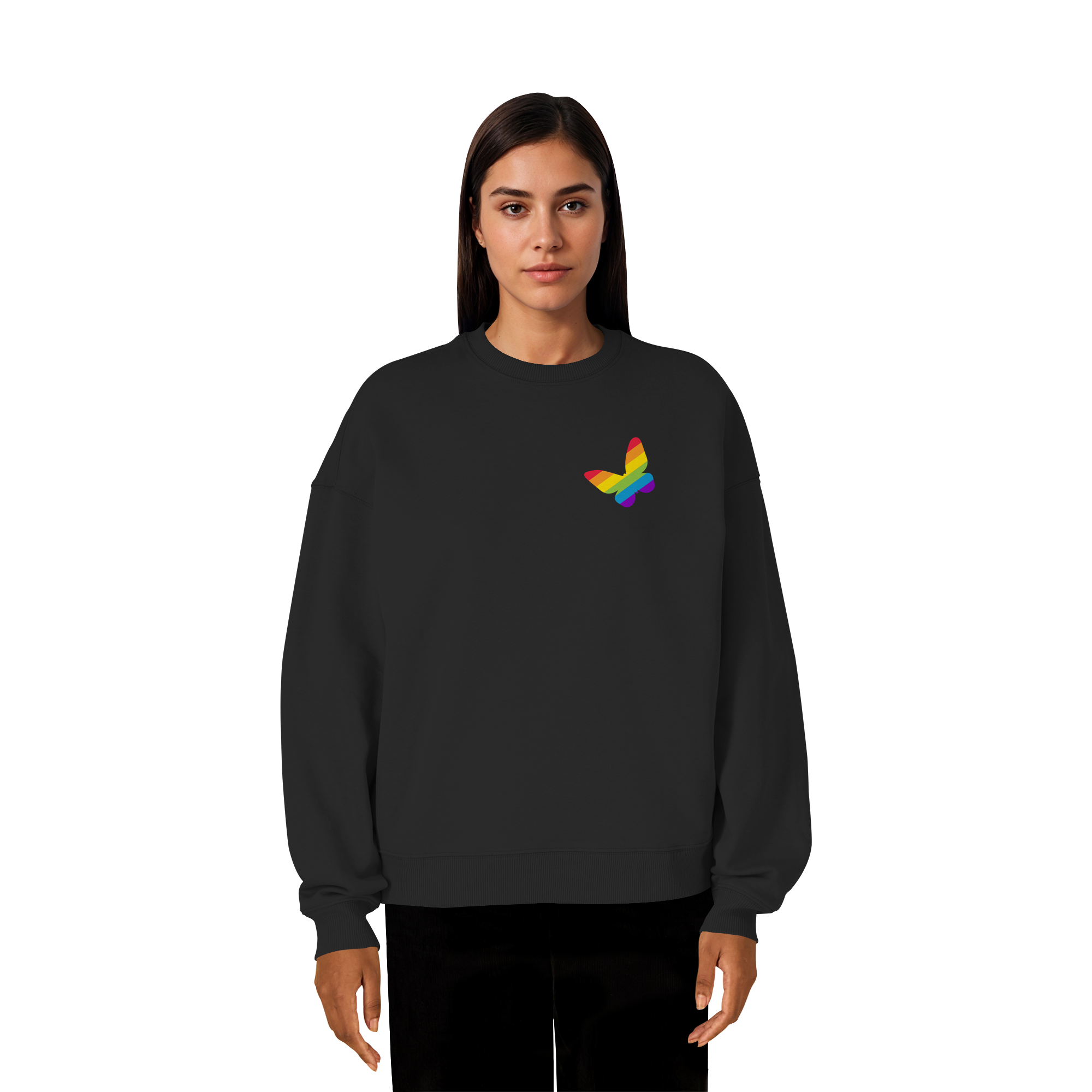 Regenbogen Schmetterling - Organic Oversize Sweatshirt