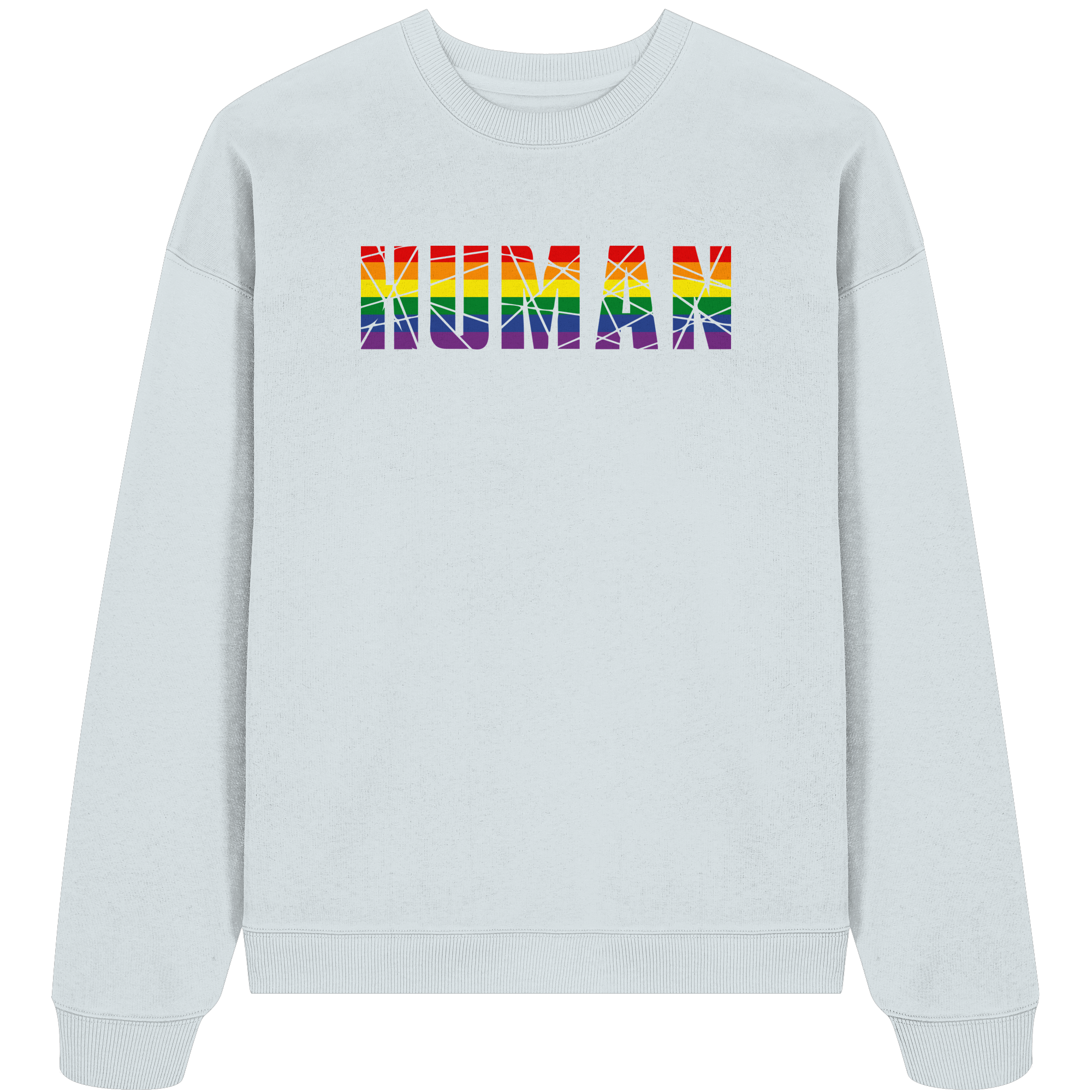 HUMAN in Regenbogen-Farben - Organic Oversize Sweatshirt