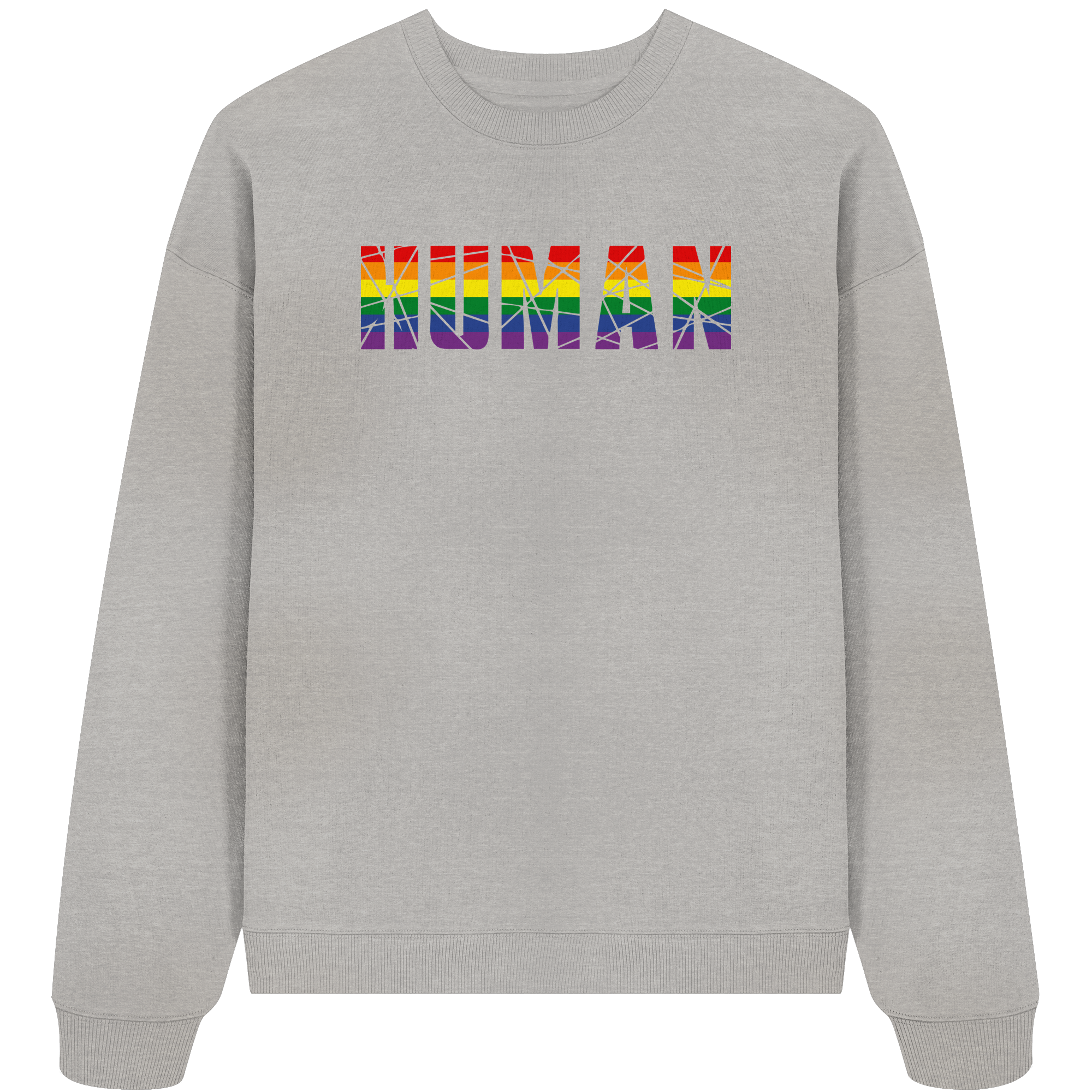 HUMAN in Regenbogen-Farben - Organic Oversize Sweatshirt