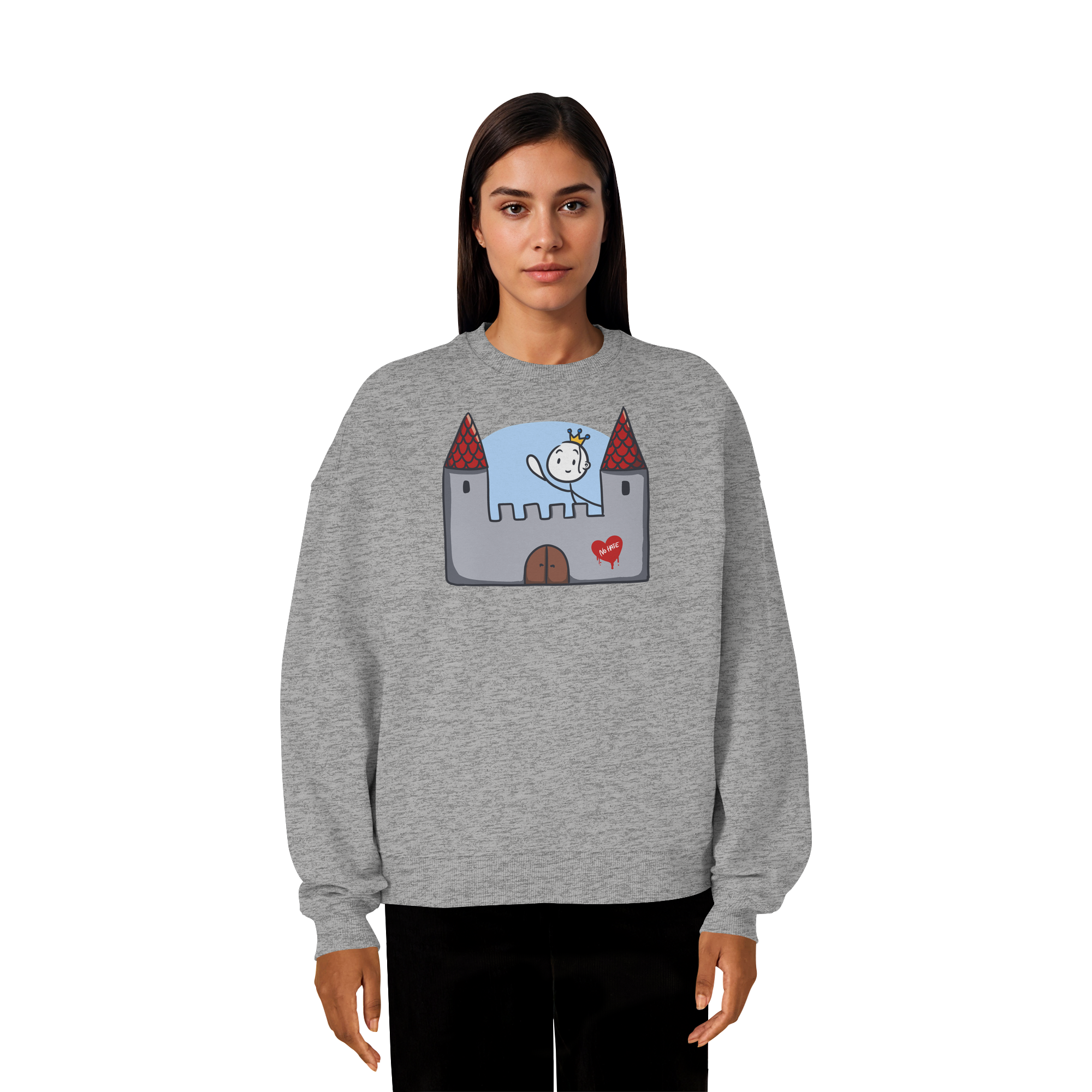 Seelenmännchen "Schloss Edition" Frontprint (hell) - Organic Oversize Sweatshirt