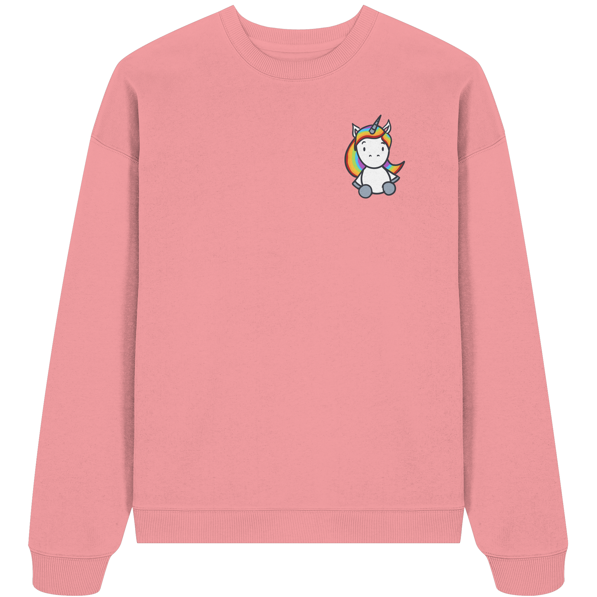Schwarz Weiß wird Regenbogen Farben Backprint (hell) - Organic Oversize Sweatshirt