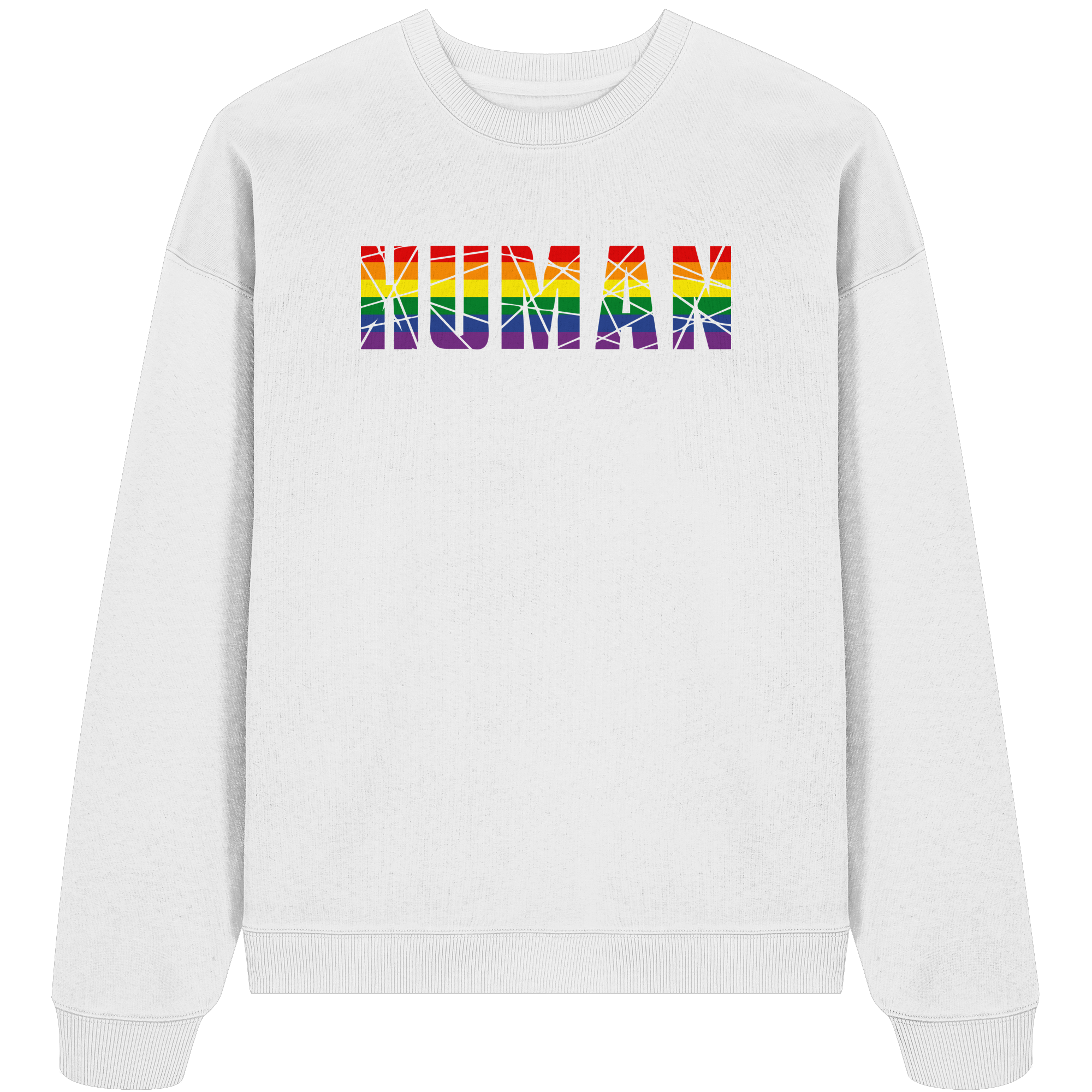 HUMAN in Regenbogen-Farben - Organic Oversize Sweatshirt