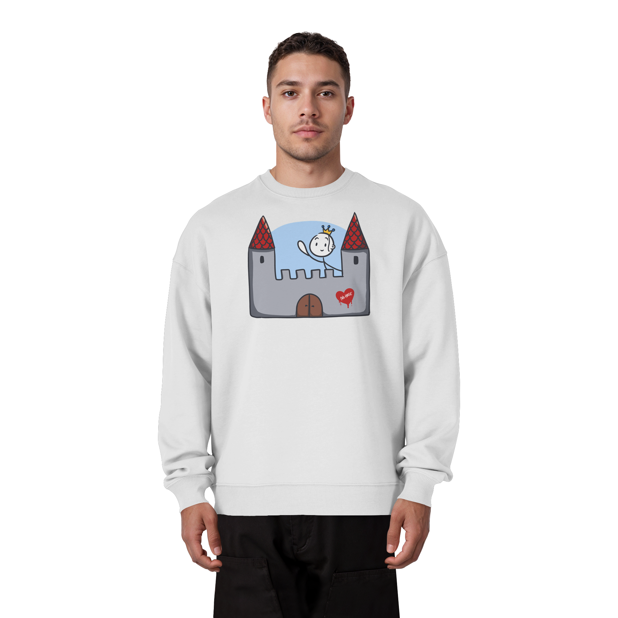Seelenmännchen "Schloss Edition" Frontprint (hell) - Organic Oversize Sweatshirt