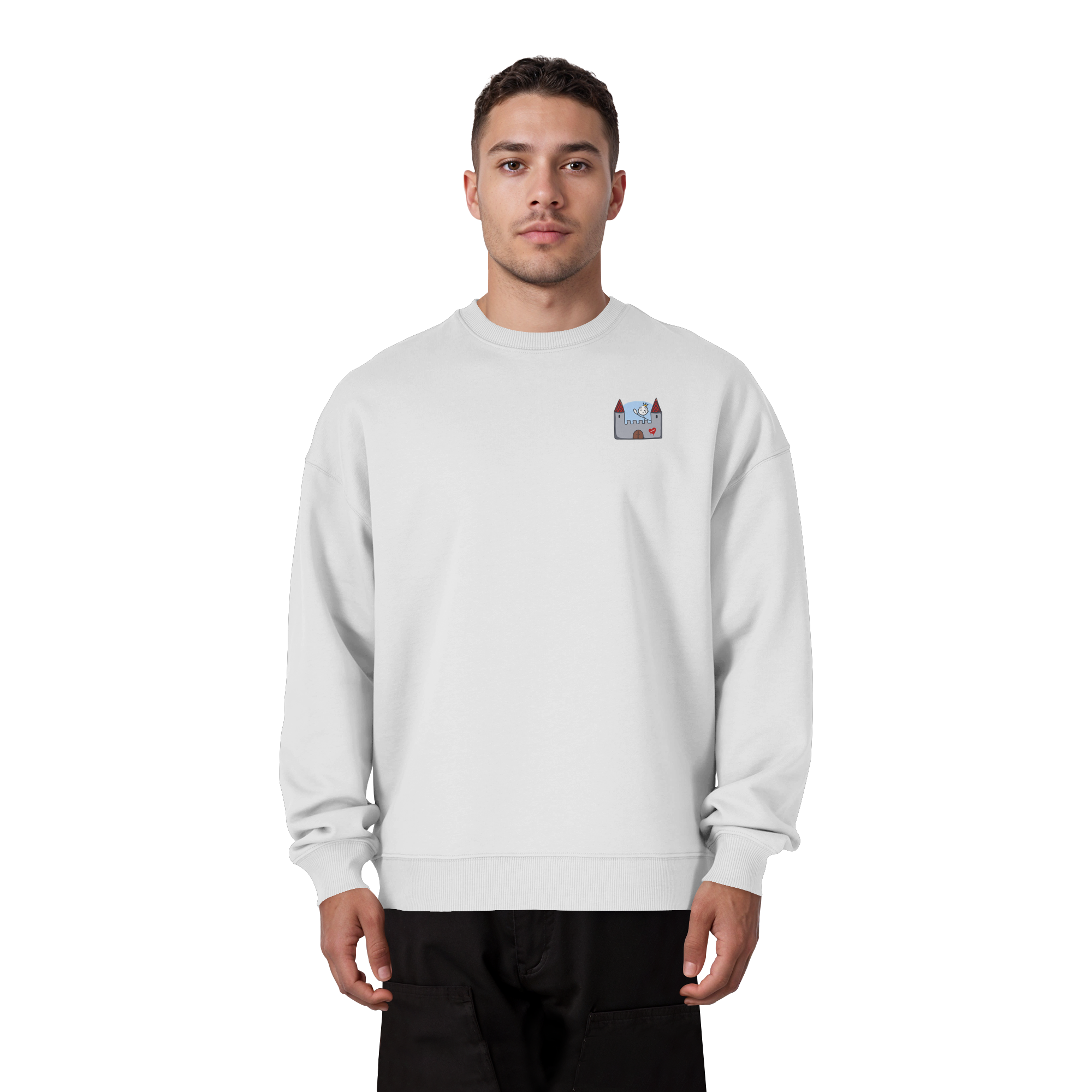 Hier und jetzt bin ich in Sicherheit "Schwarze Edition" Backprint - Organic Oversize Sweatshirt