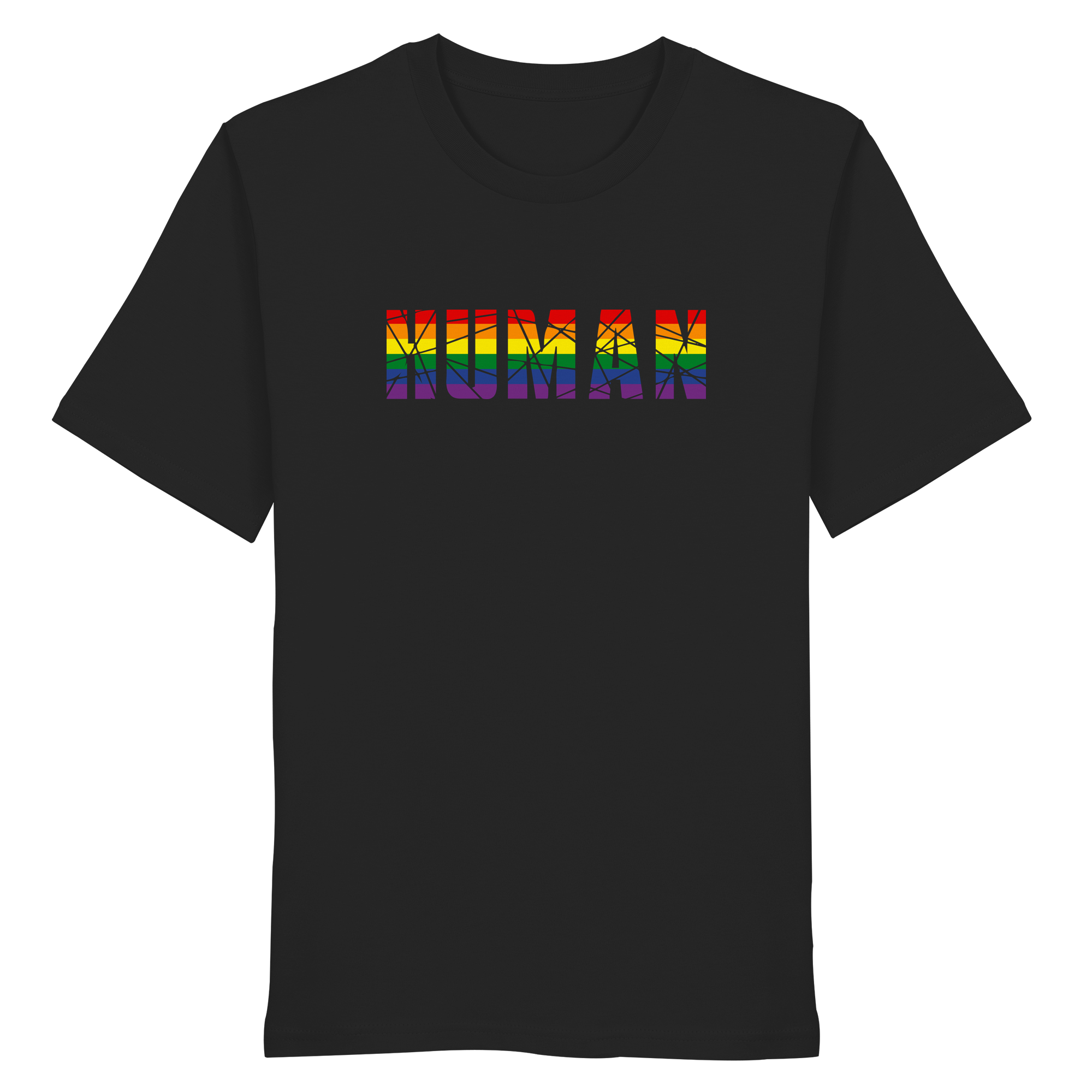 HUMAN in Regenbogen Farben - Organic Shirt