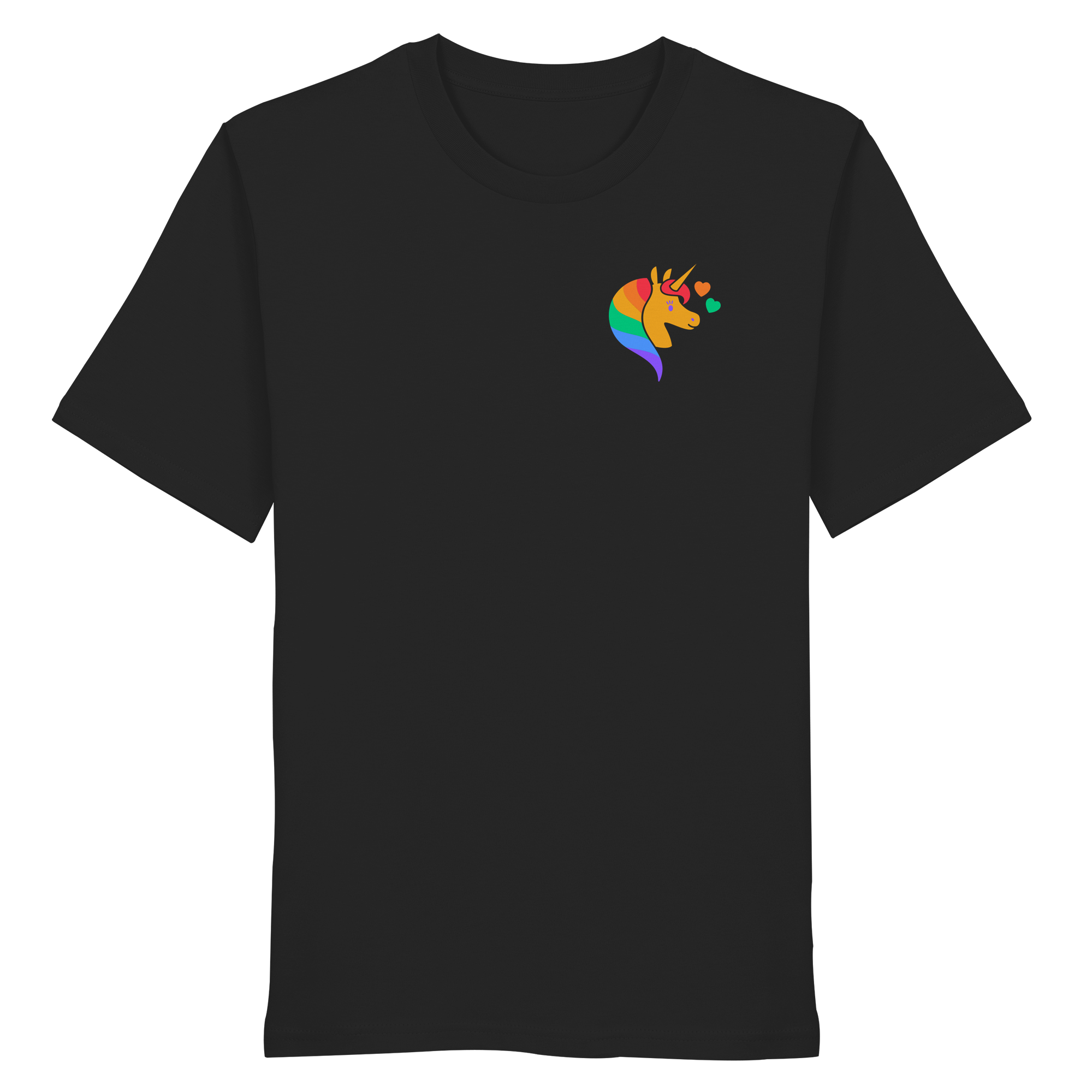 Regenbogen Einhorn mit Herzen - Organic Shirt