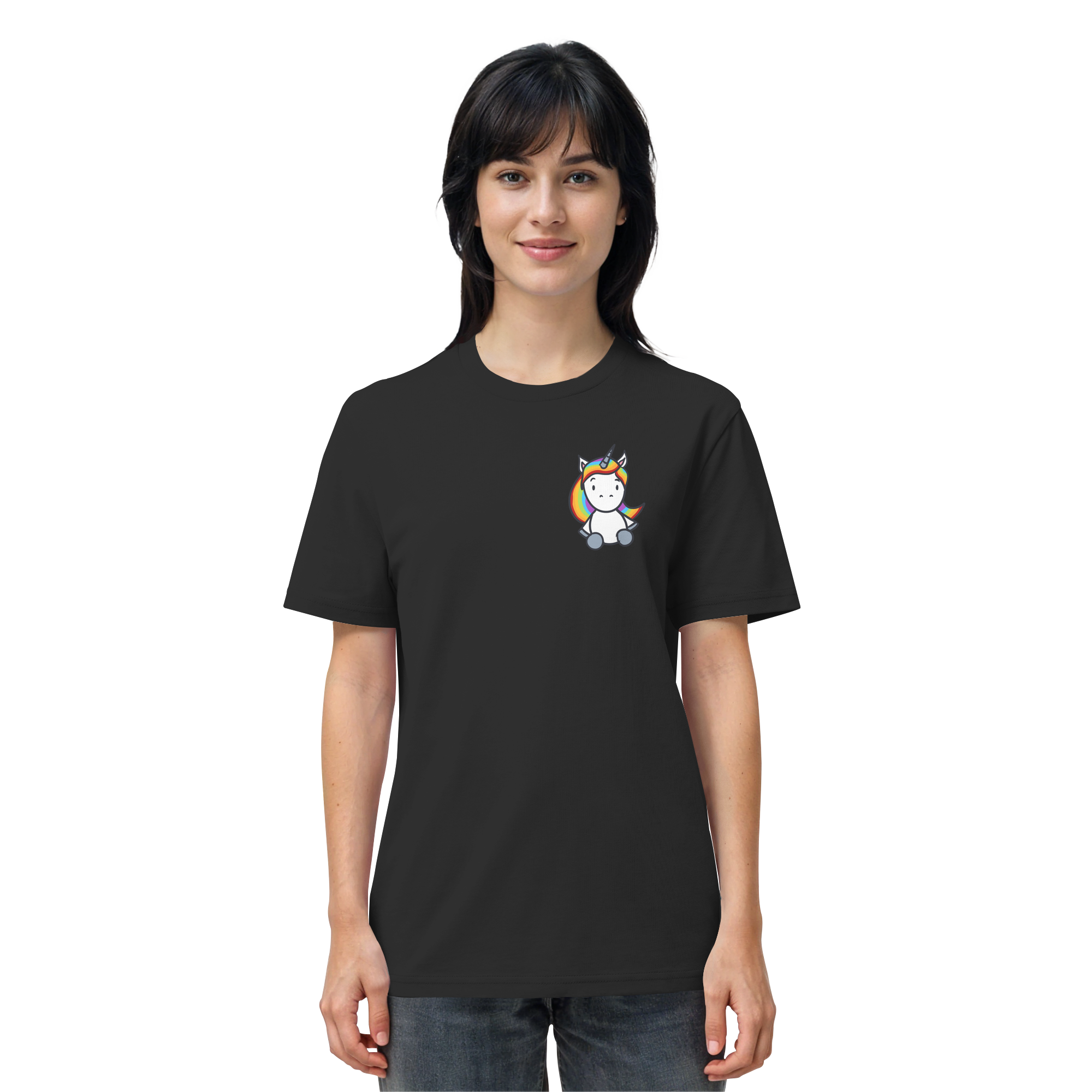 Schwarz Weiß wird Regenbogen Farben Backprint (dunkel) - Organic Shirt