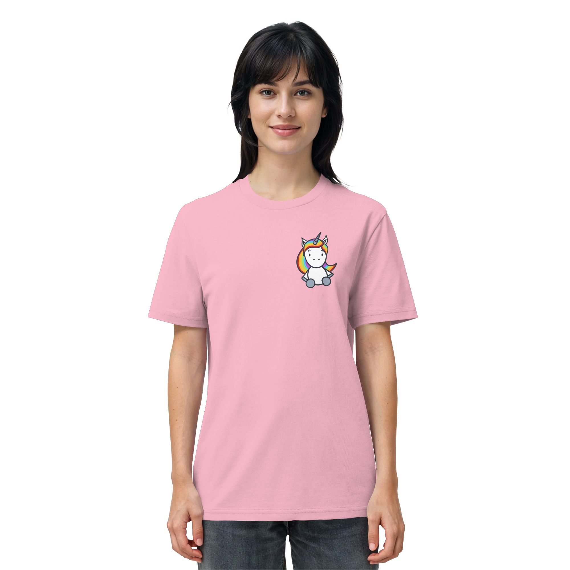 Schwarz Weiß wird Regenbogen Farben Backprint (hell) - Organic Shirt