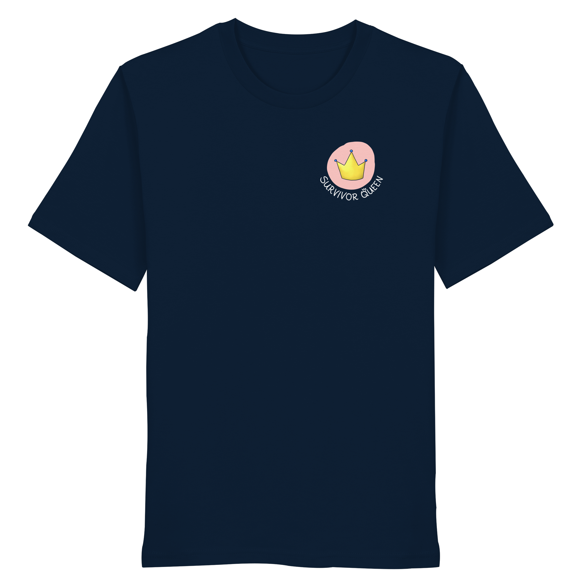 Survivor Queens Logo mit "Mein Körper gehört mir" Backprint (dunkel) - Organic Shirt