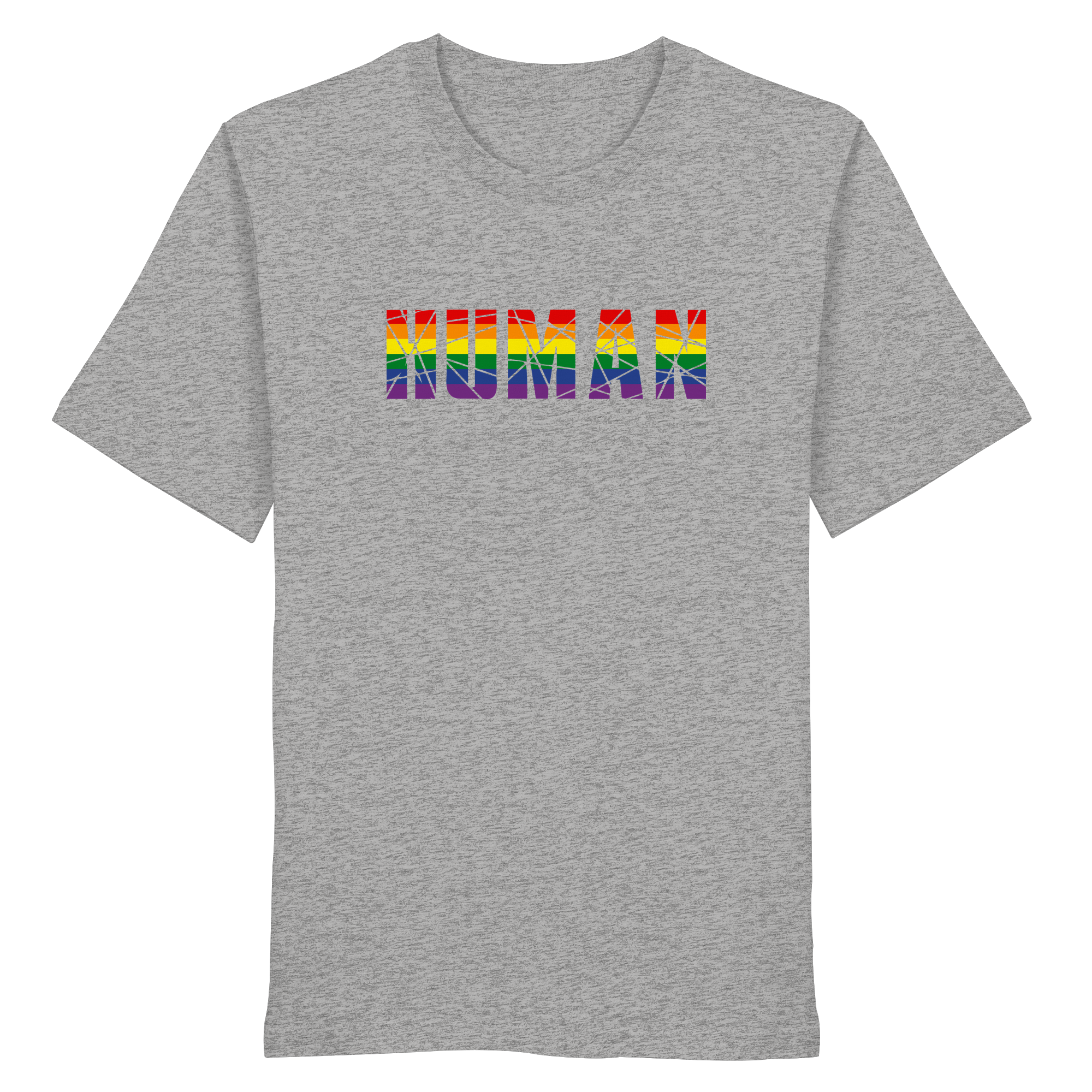 HUMAN in Regenbogen Farben - Organic Shirt