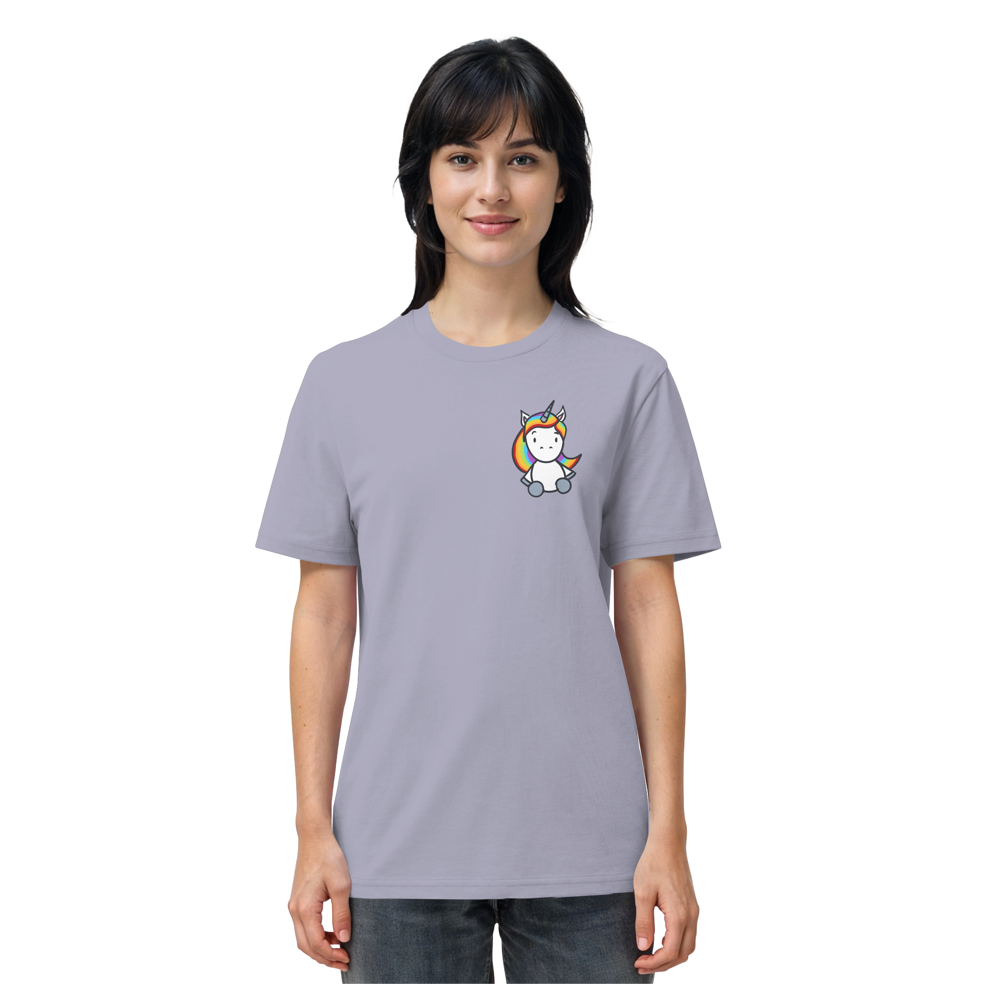 Schwarz Weiß wird Regenbogen Farben Backprint (hell) - Organic Shirt