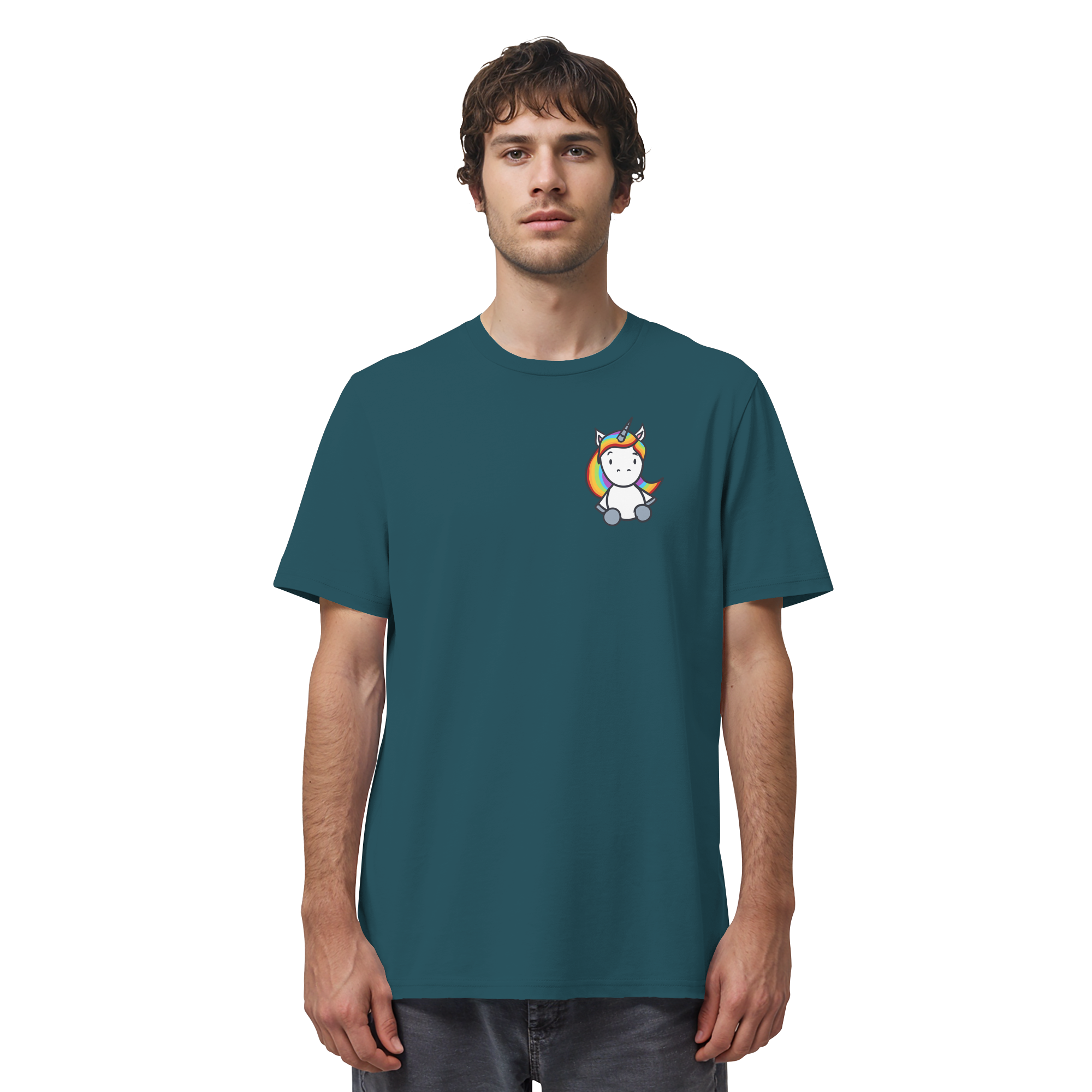 Schwarz Weiß wird Regenbogen Farben Backprint (dunkel) - Organic Shirt