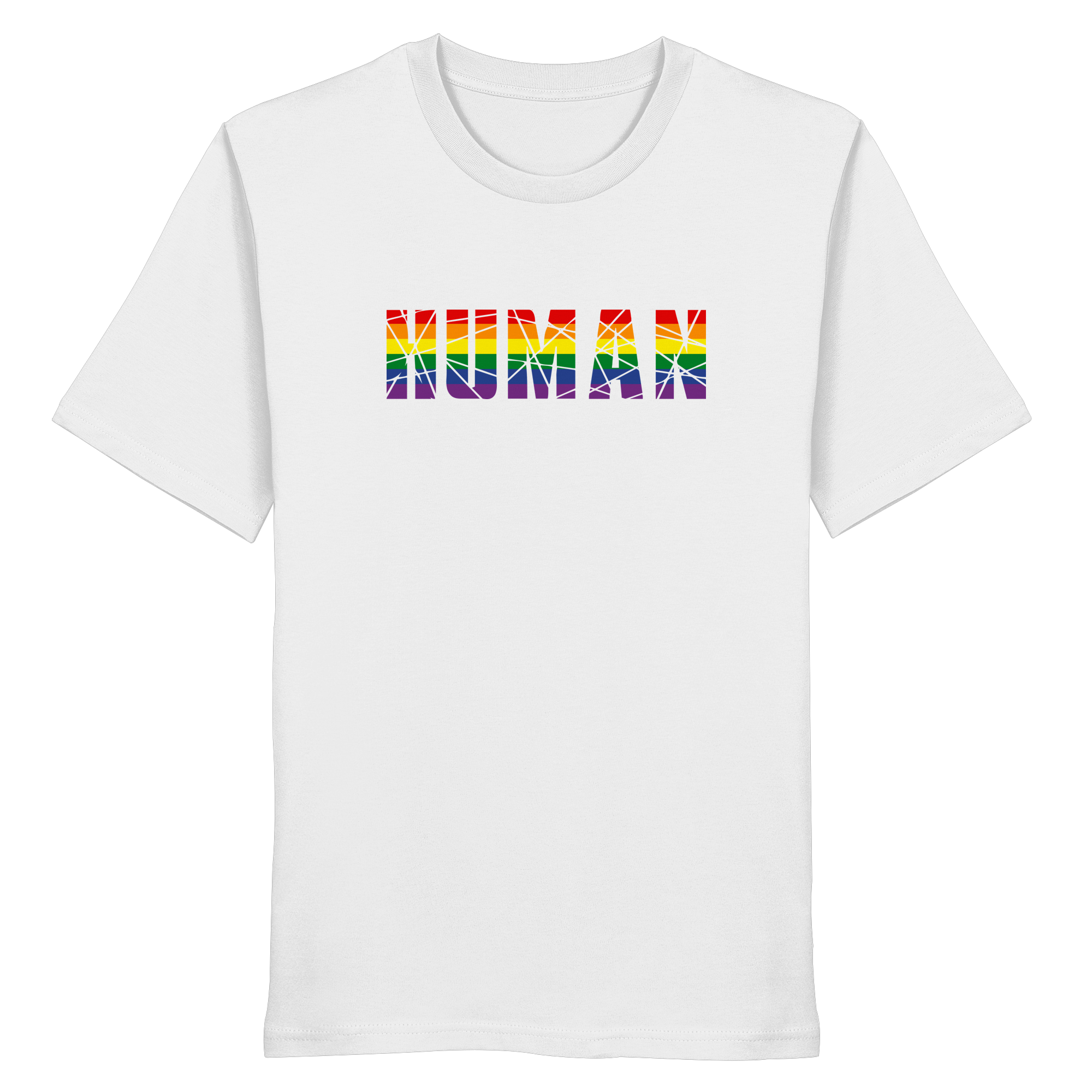 HUMAN in Regenbogen Farben - Organic Shirt
