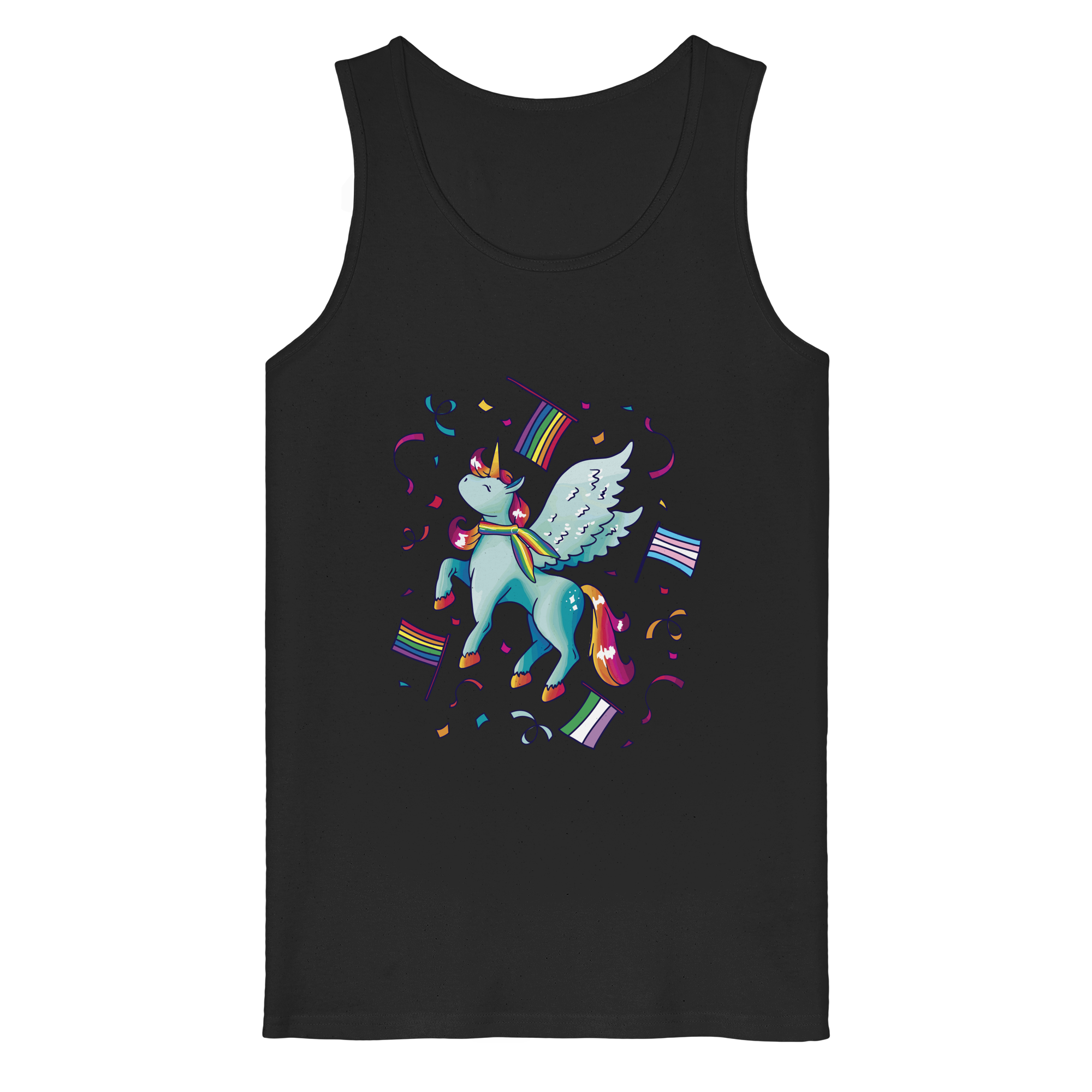 Regenbogen Einhorn mit Flaggen - Organic Tank Top