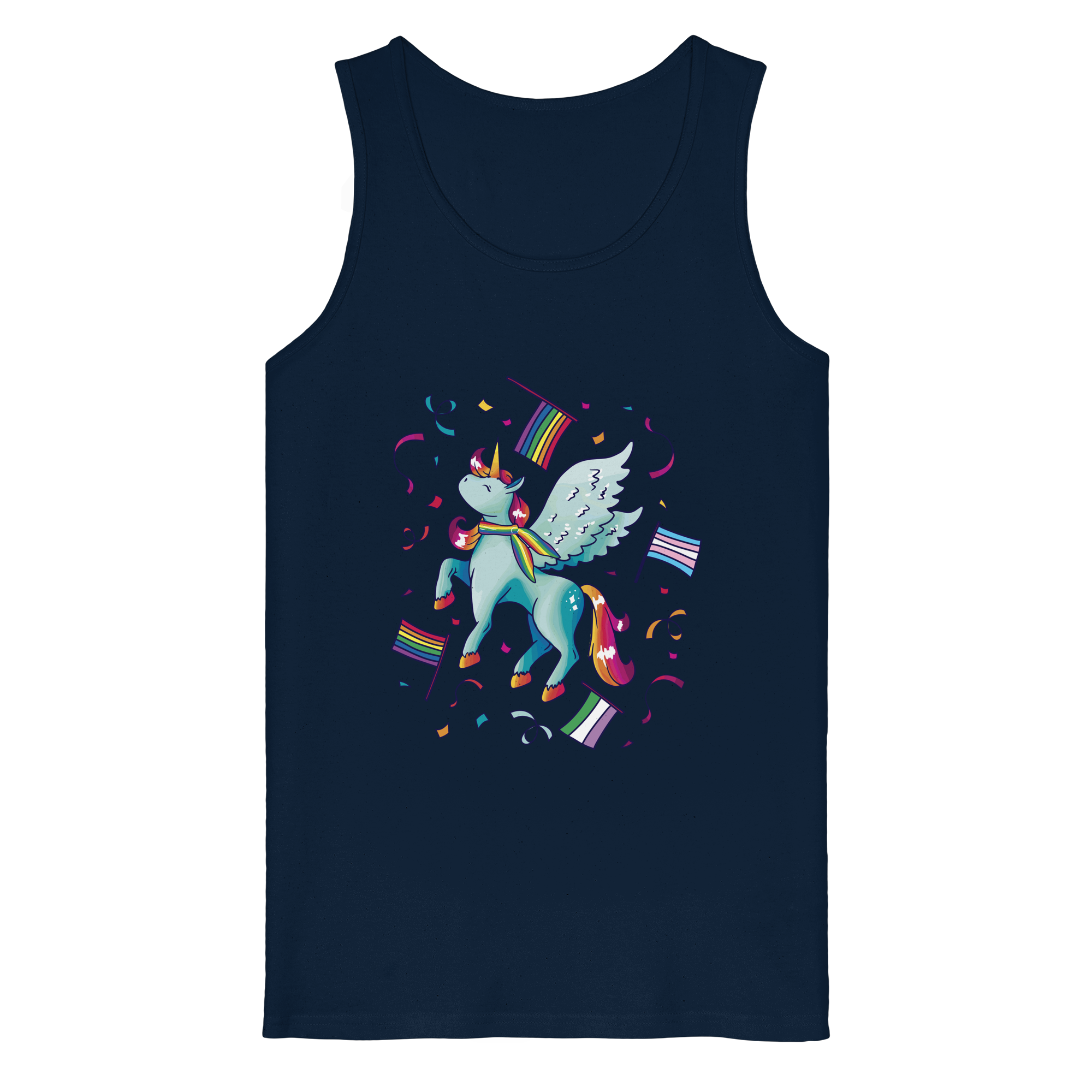Regenbogen Einhorn mit Flaggen - Organic Tank Top