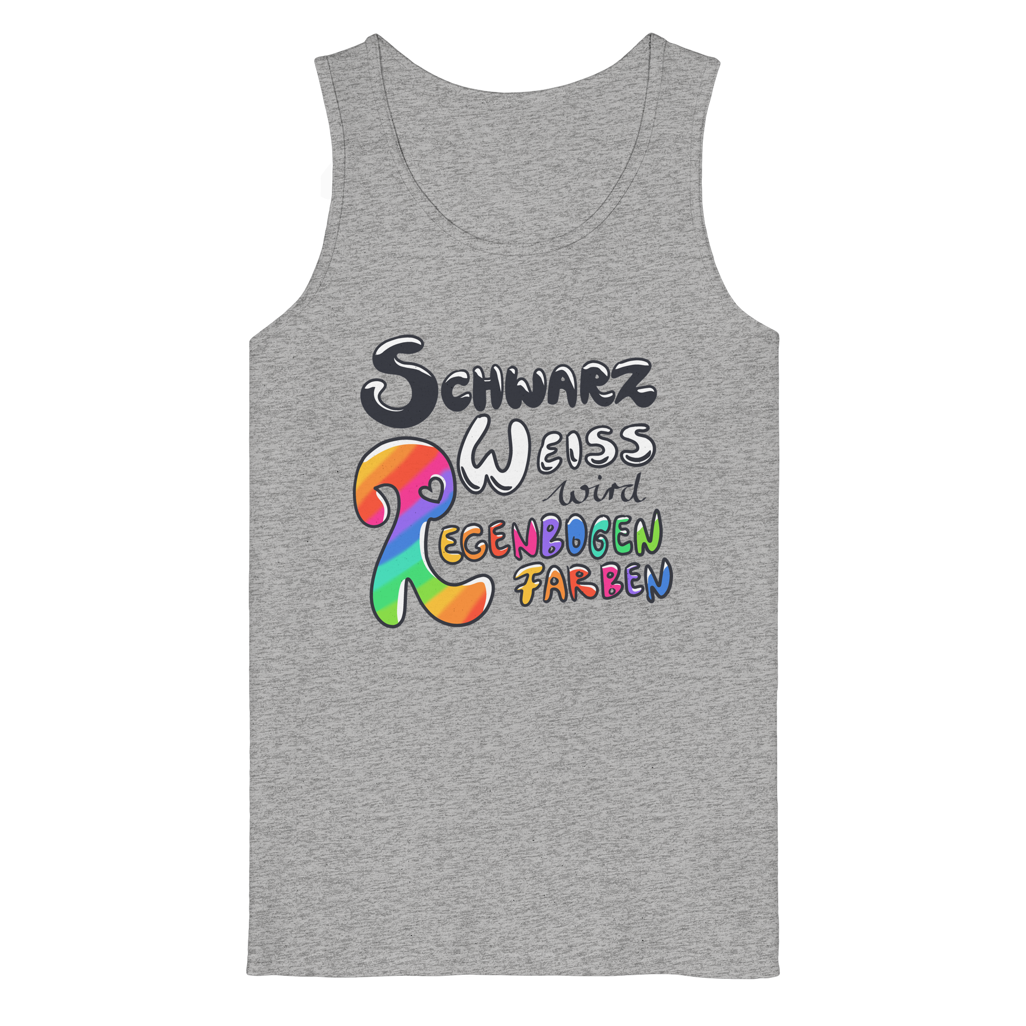 Schwarz Weiß wird Regenbogen Farben Frontprint (hell) - Organic Tank Top