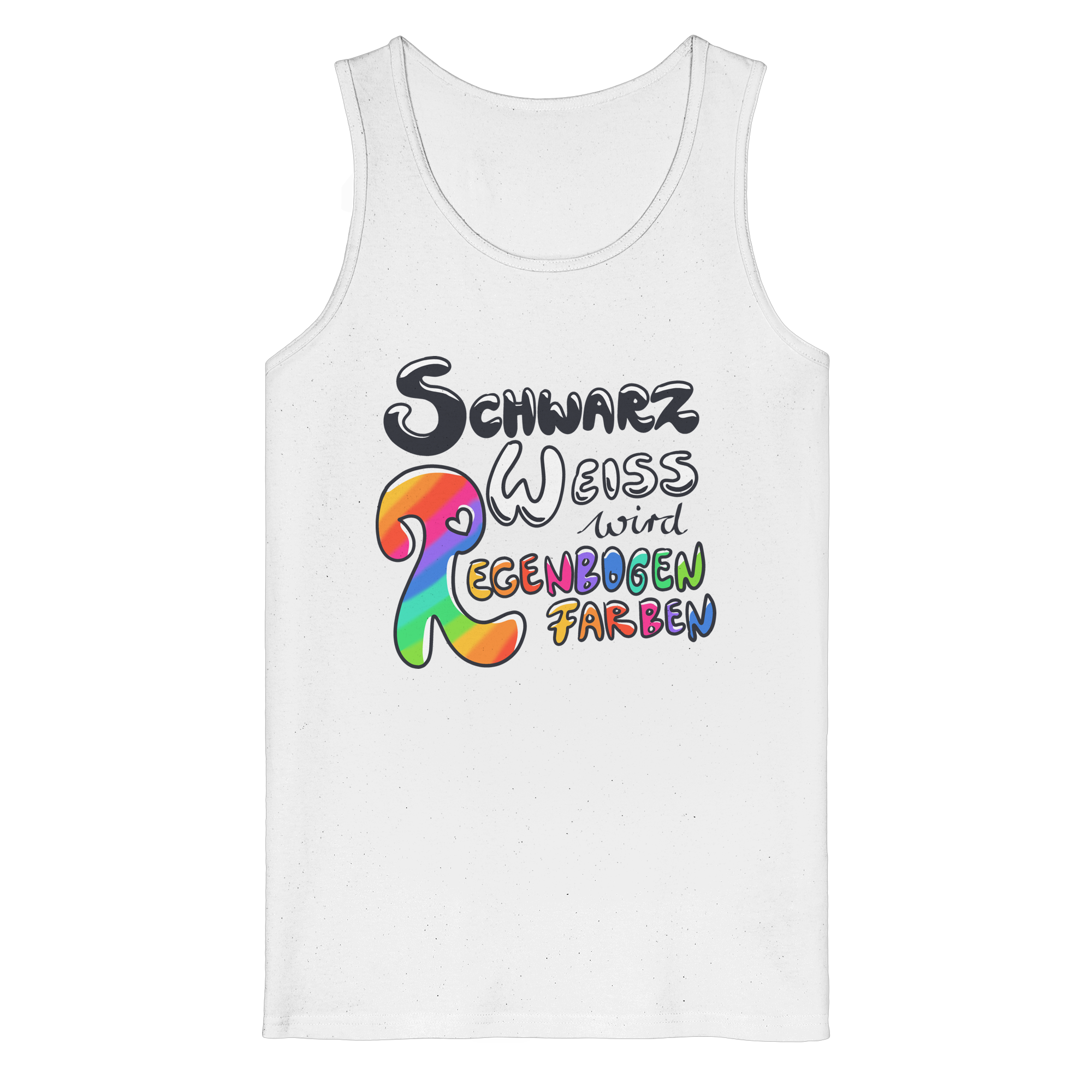 Schwarz Weiß wird Regenbogen Farben Frontprint (hell) - Organic Tank Top
