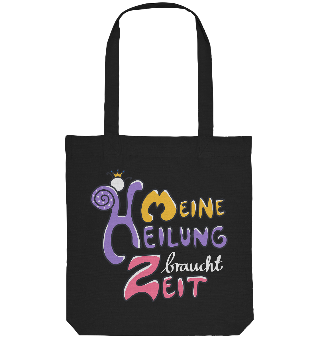 Meine Heilung braucht Zeit "Bunte Edition" Backprint - Organic Tote-Bag