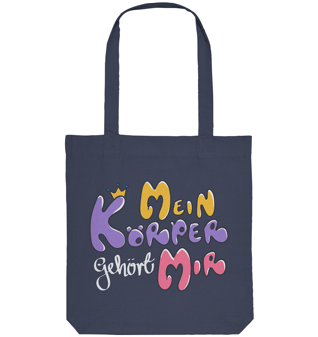 Survivor Queens Logo mit "Mein Körper gehört mir" Backprint (dunkel) - Organic Tote-Bag