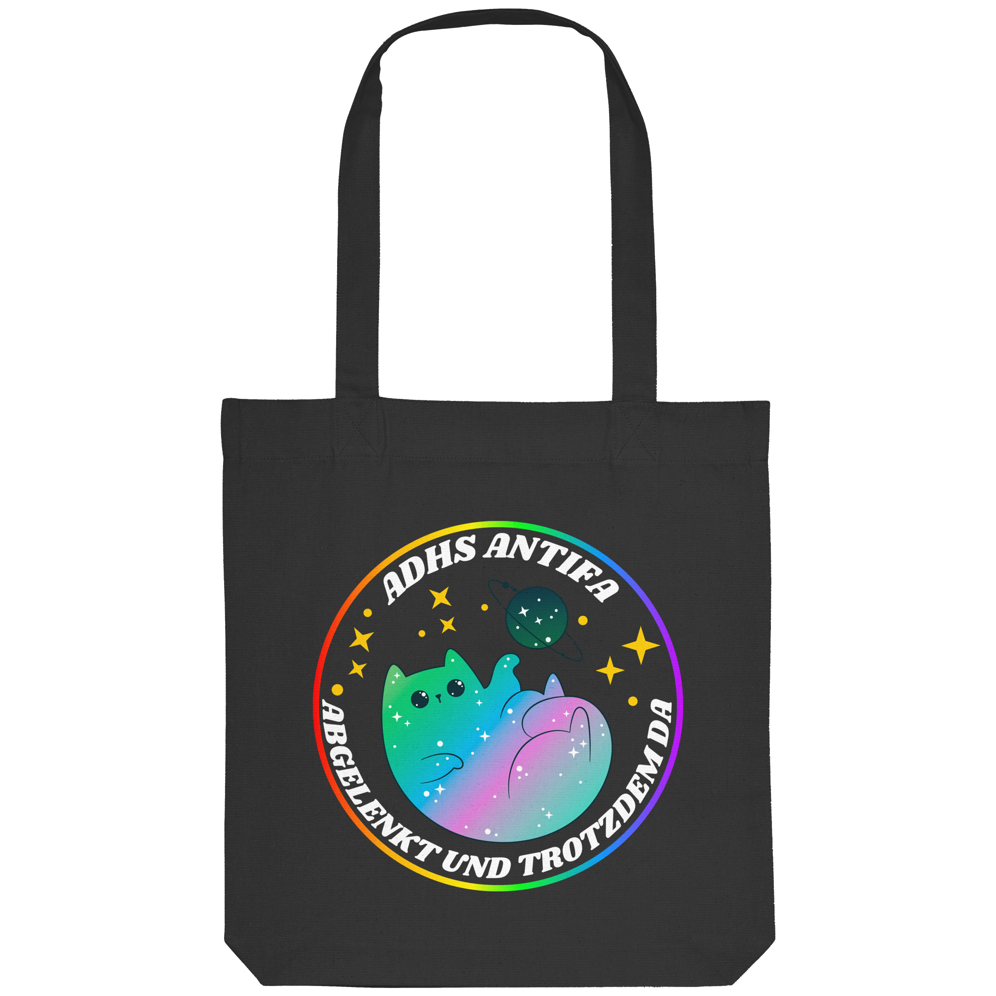ADHS Antifa: Abgelenkt und trotzdem da "Space Cat Edition" - Organic Tote-Bag