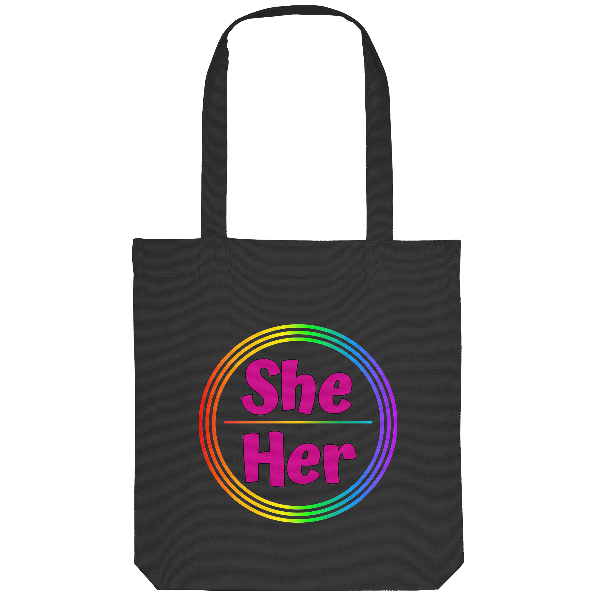 She/Her Pronomen Regenbogenkreis - Organic Tote-Bag