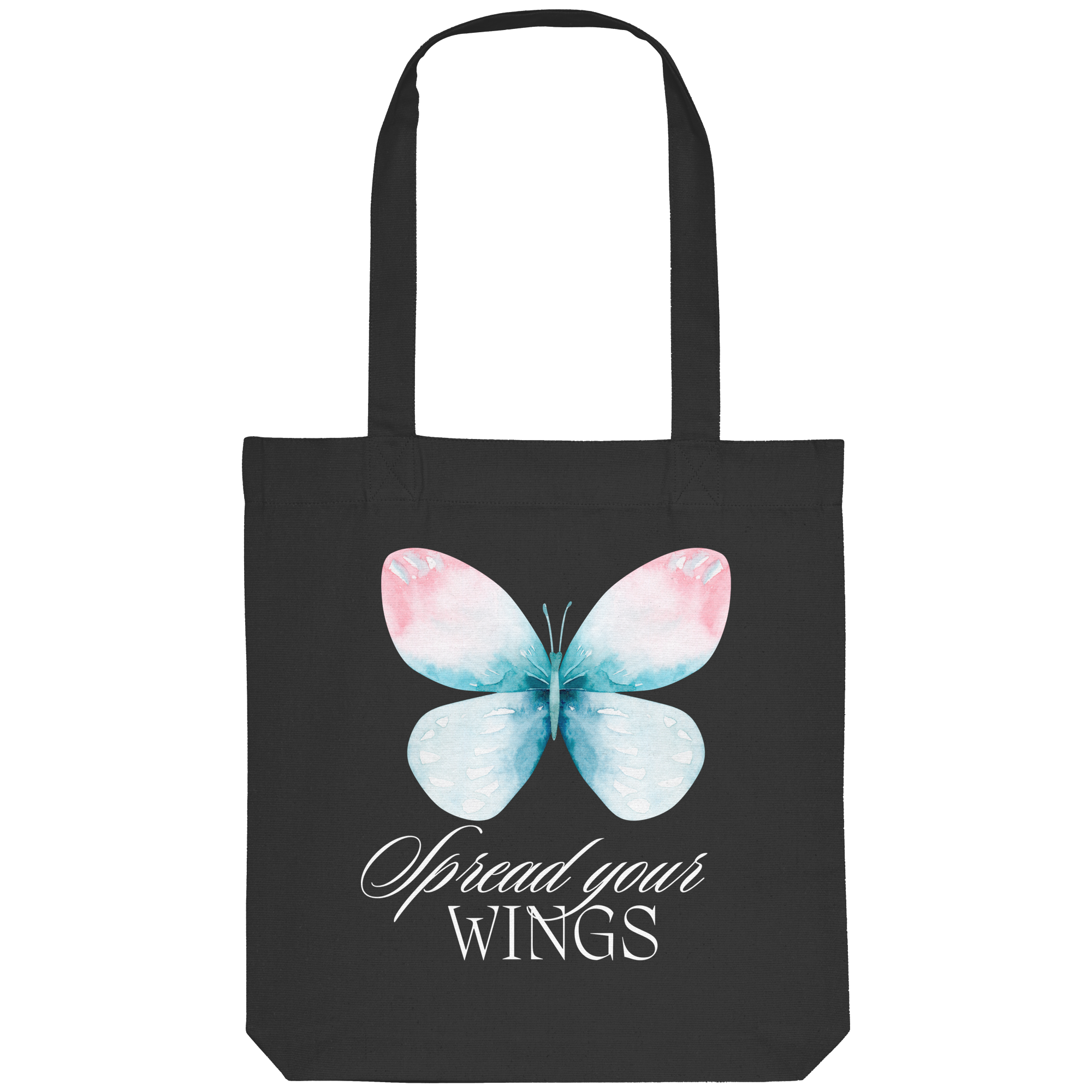 Spread your Wings (weiße Schrift) Backprint - Organic Tote-Bag