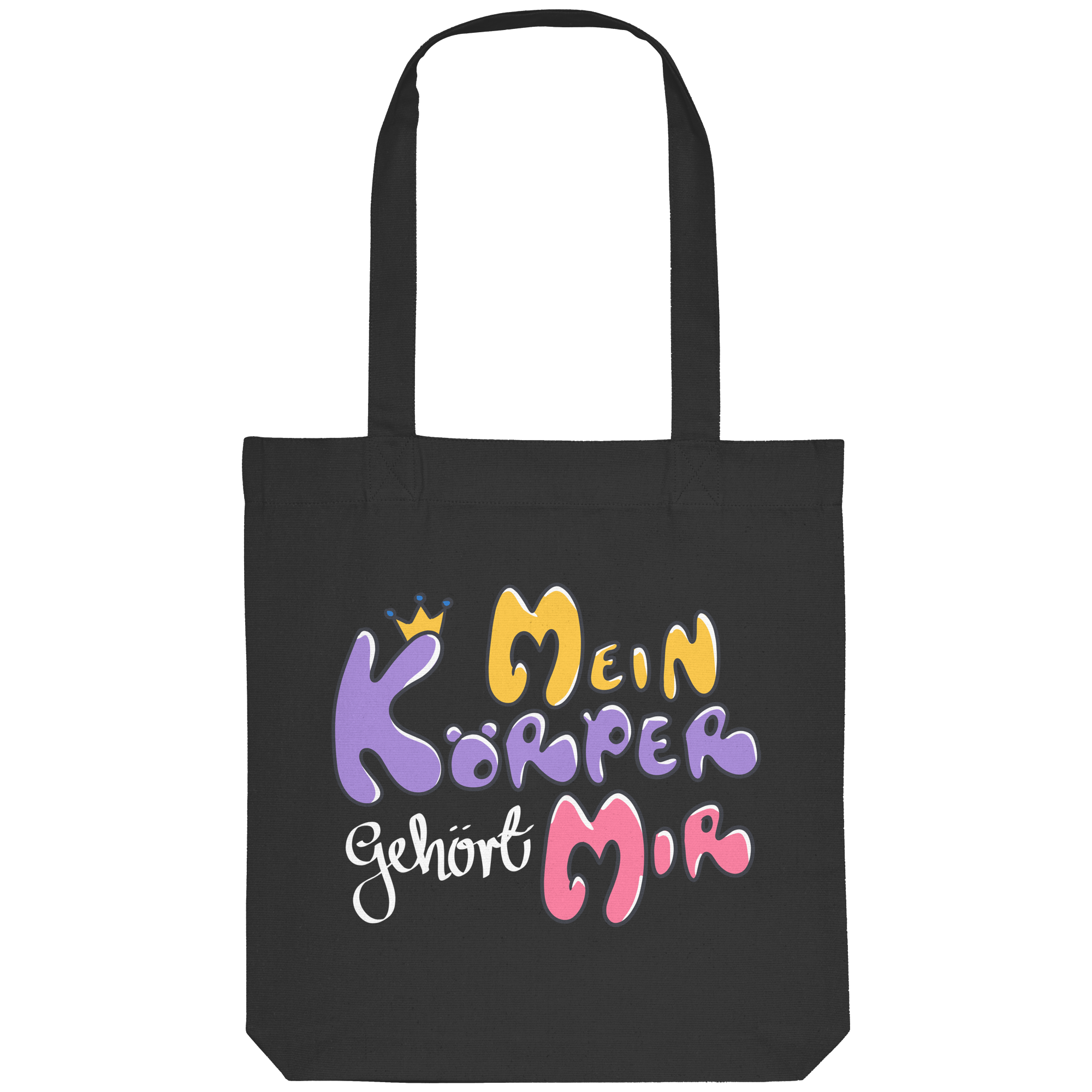Survivor Queens Logo mit "Mein Körper gehört mir" Backprint (dunkel) - Organic Tote-Bag