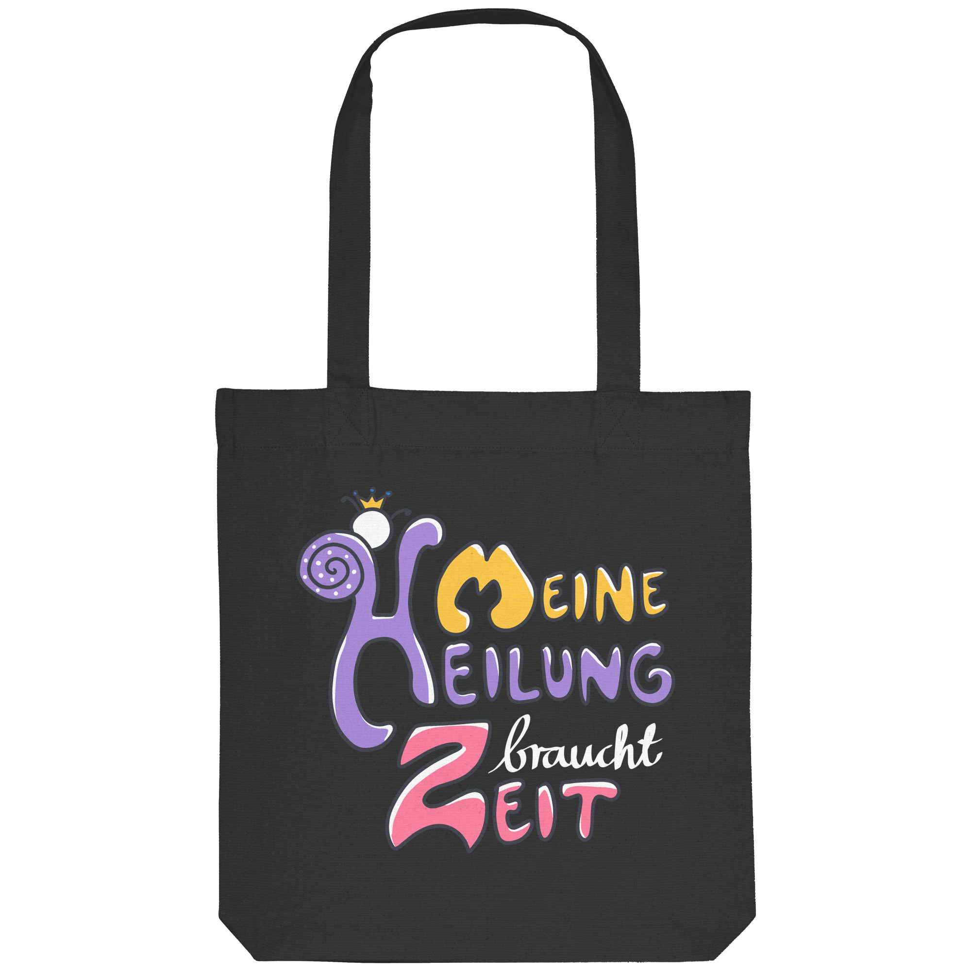 Meine Heilung braucht Zeit "Bunte Edition" Backprint - Organic Tote-Bag