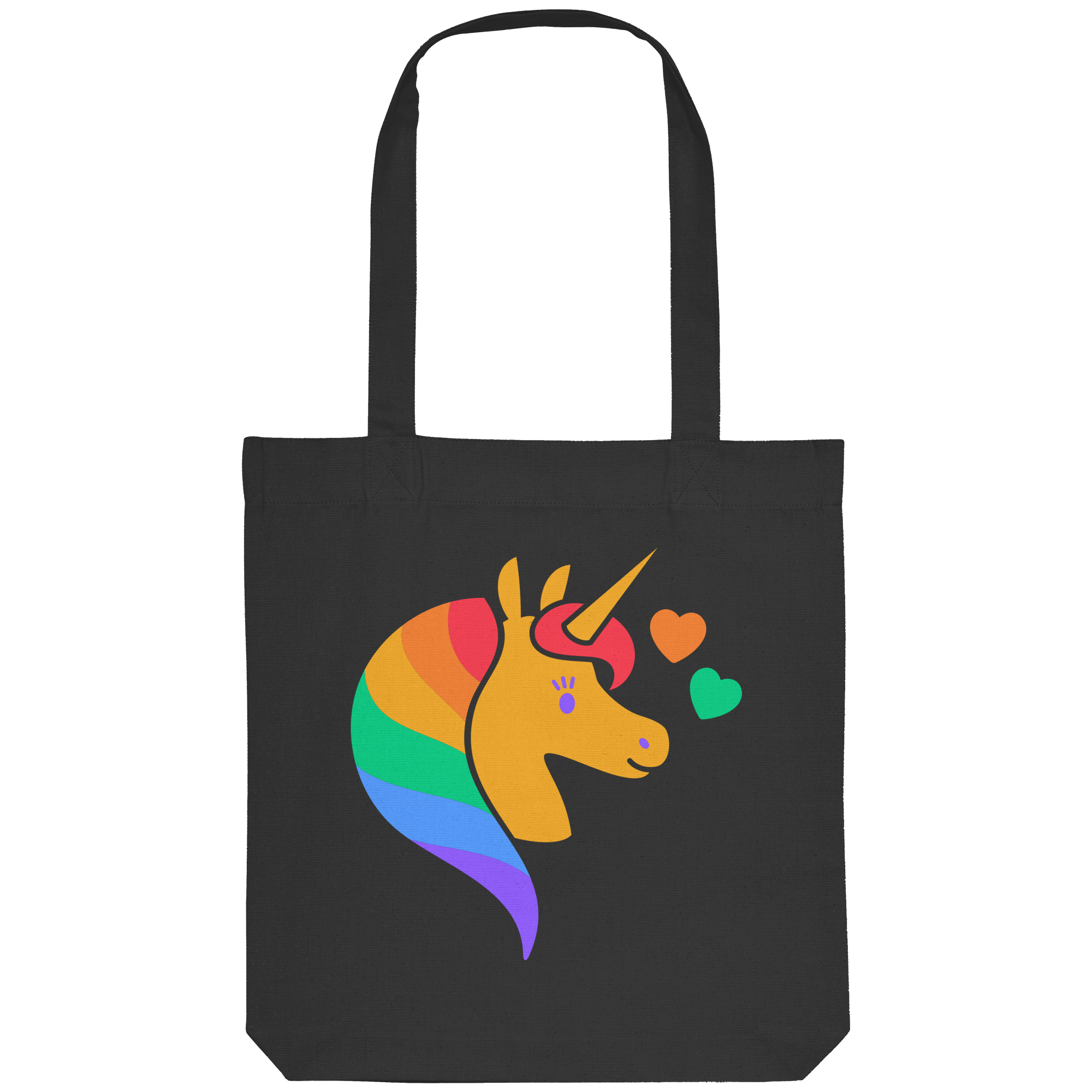 Regenbogen Einhorn mit Herzen - Organic Tote-Bag