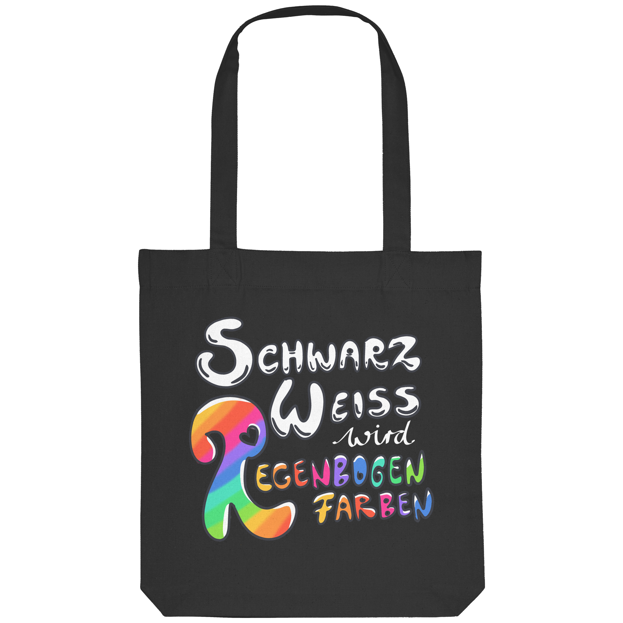 Schwarz Weiß wird Regenbogen Farben Backprint (dunkel) - Organic Tote-Bag