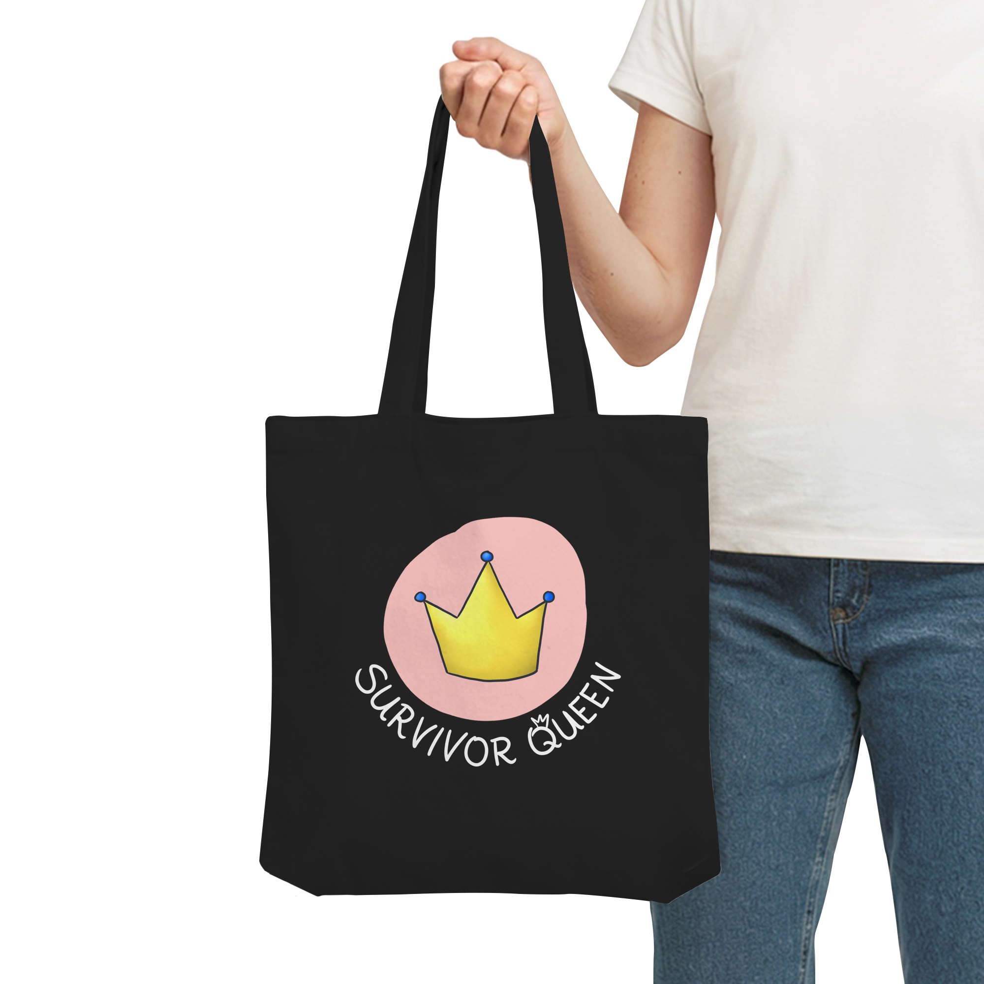 Survivor Queens Logo "Schriftzug Edition" (dunkel) - Organic Tote-Bag