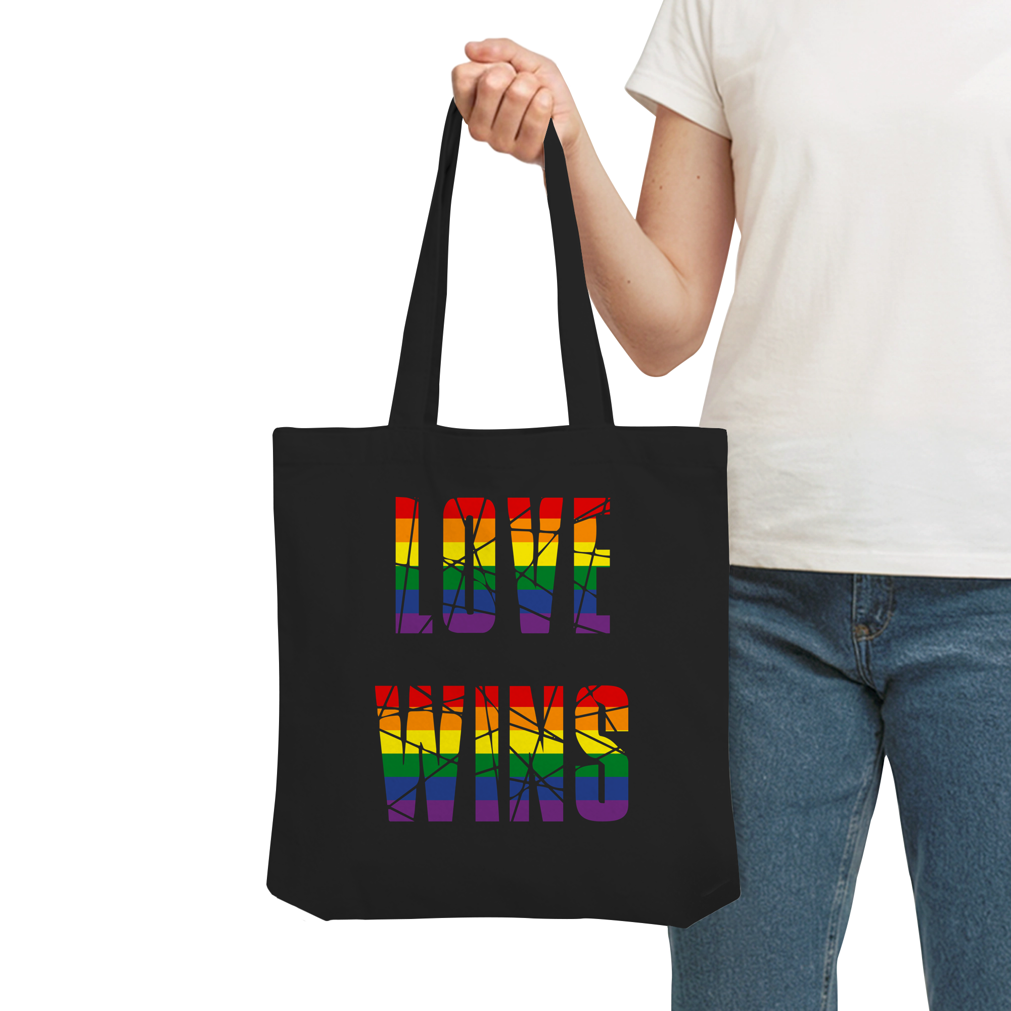 LOVE WINS in Regenbogen Farben - Organic Tote-Bag