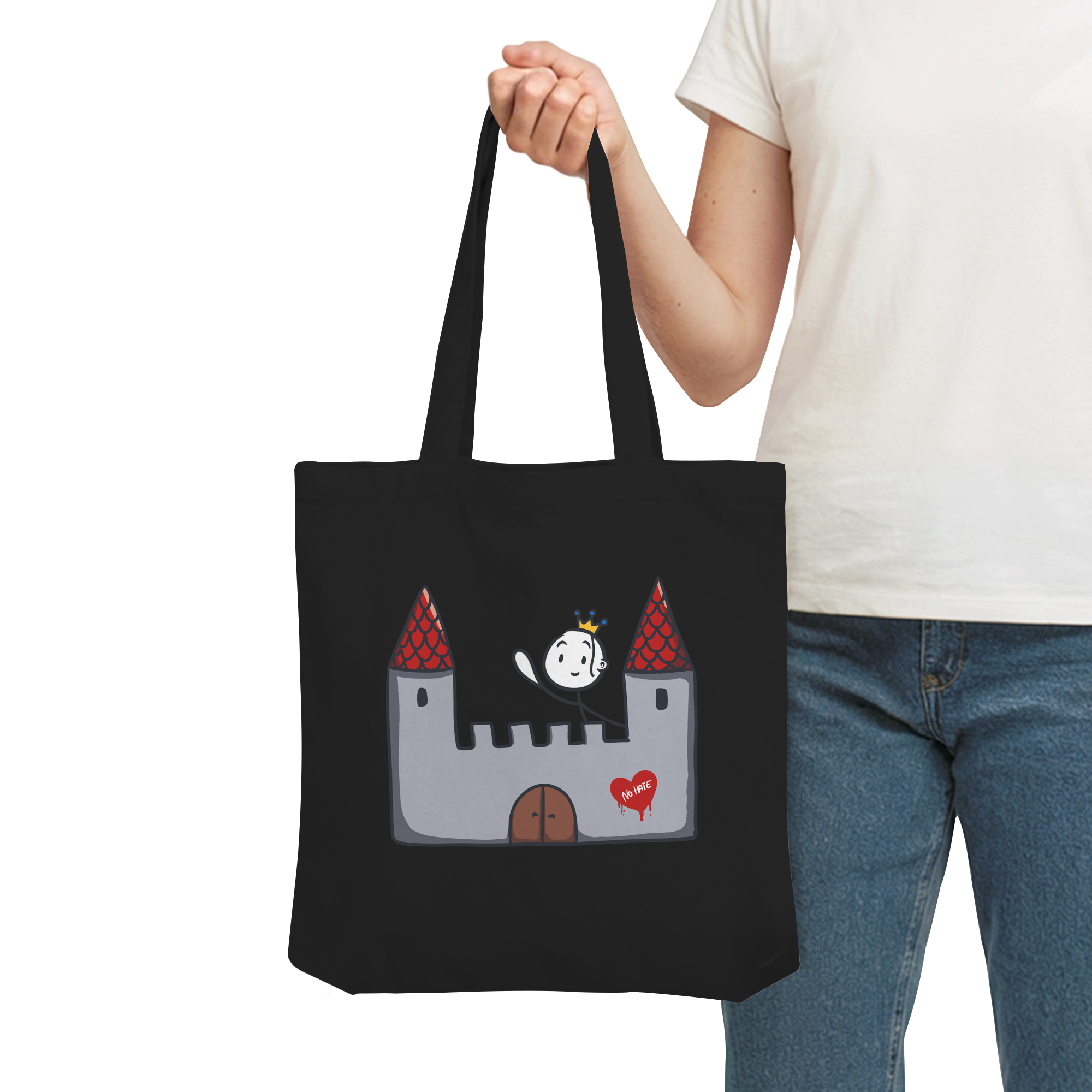 Seelenmännchen "Schloss Edition" Frontprint (dunkel) - Organic Tote-Bag