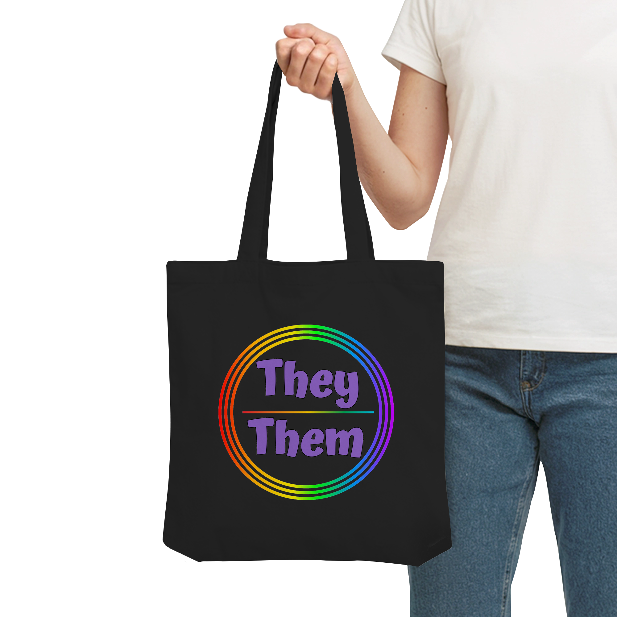 They/Them Pronomen Regenbogenkreis - Organic Tote-Bag