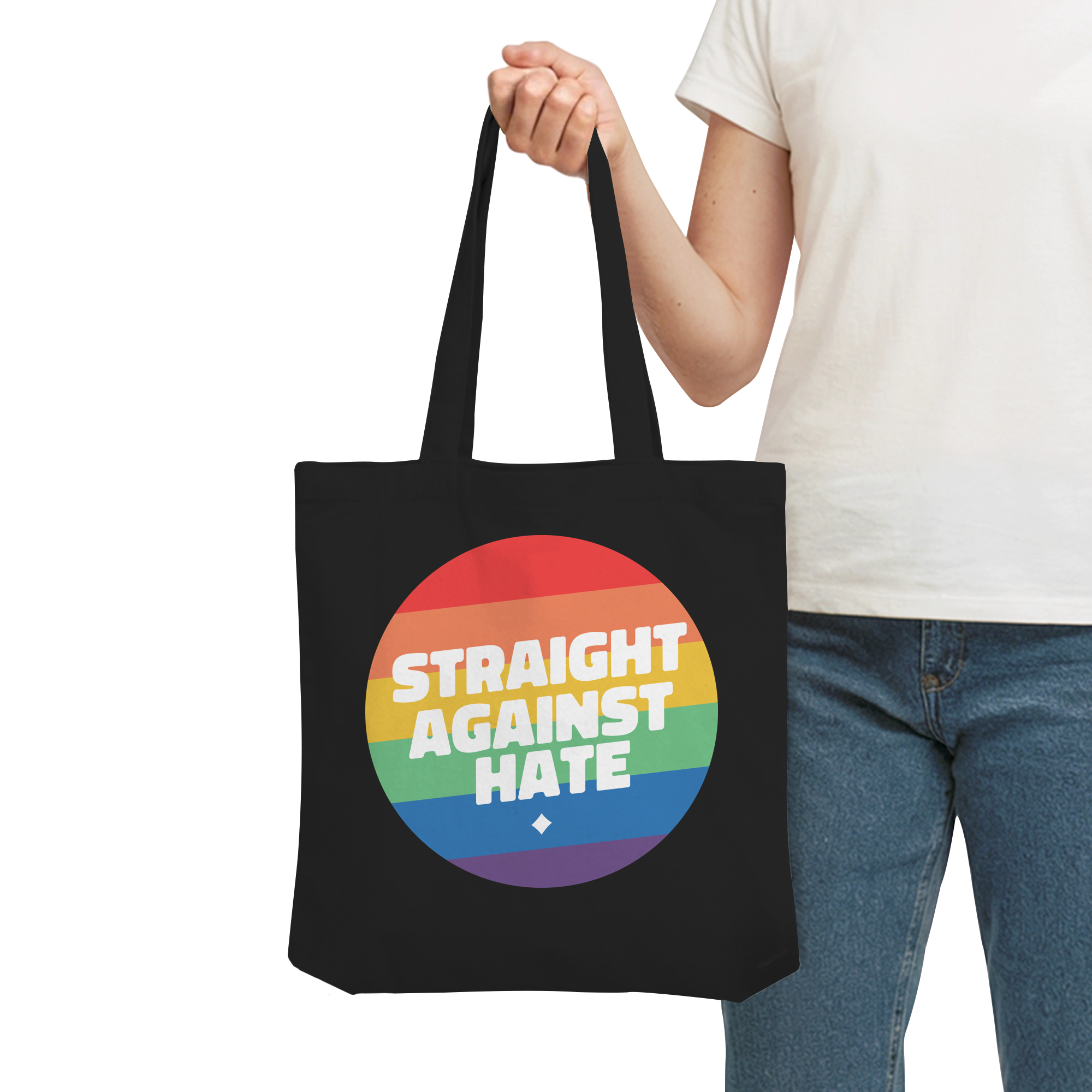 Straight Against Hate Badge - Organic Tote-Bag