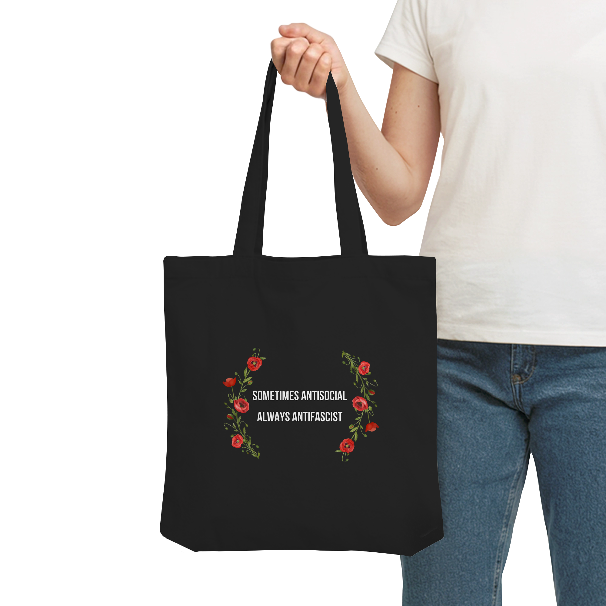 Sometimes Antisocial Always Antifascist - Organic Tote-Bag