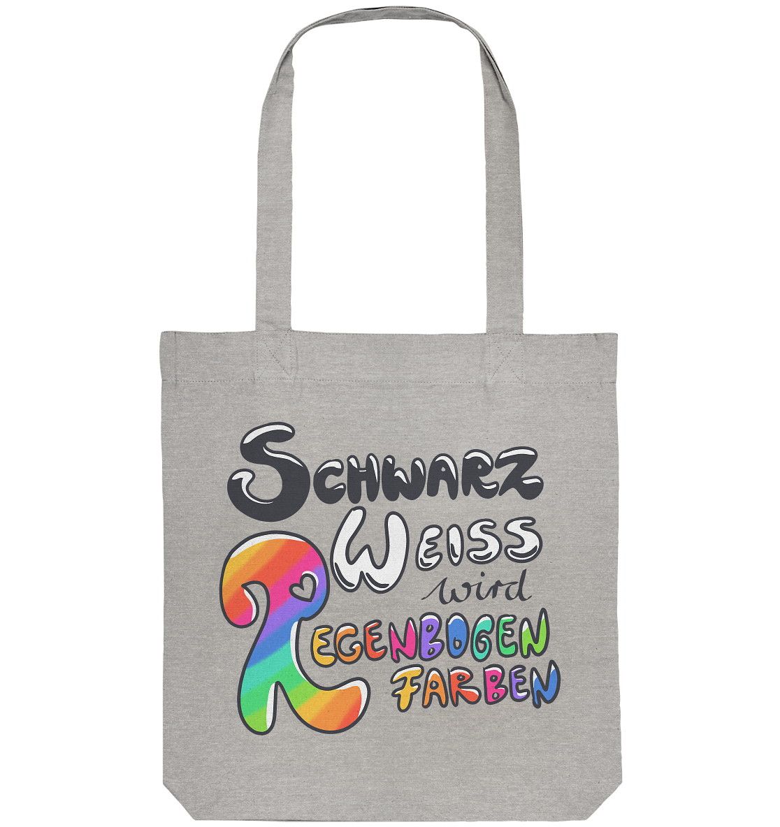 Schwarz Weiß wird Regenbogen Farben Backprint (hell) - Organic Tote-Bag