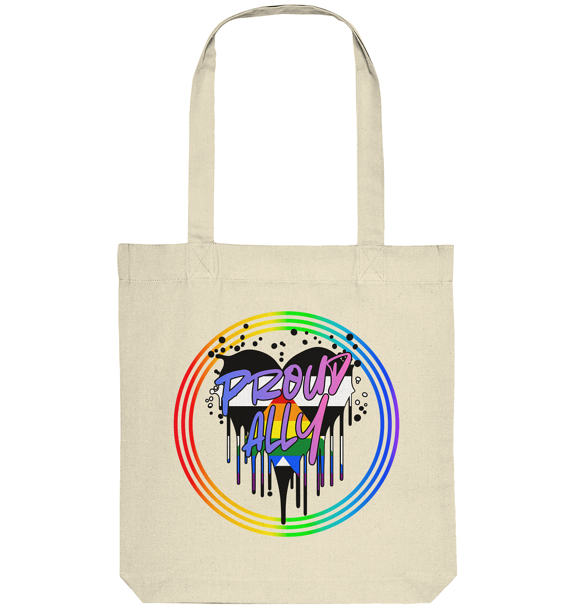 Proud Ally Herz im Regenbogenkreis - Organic Tote-Bag