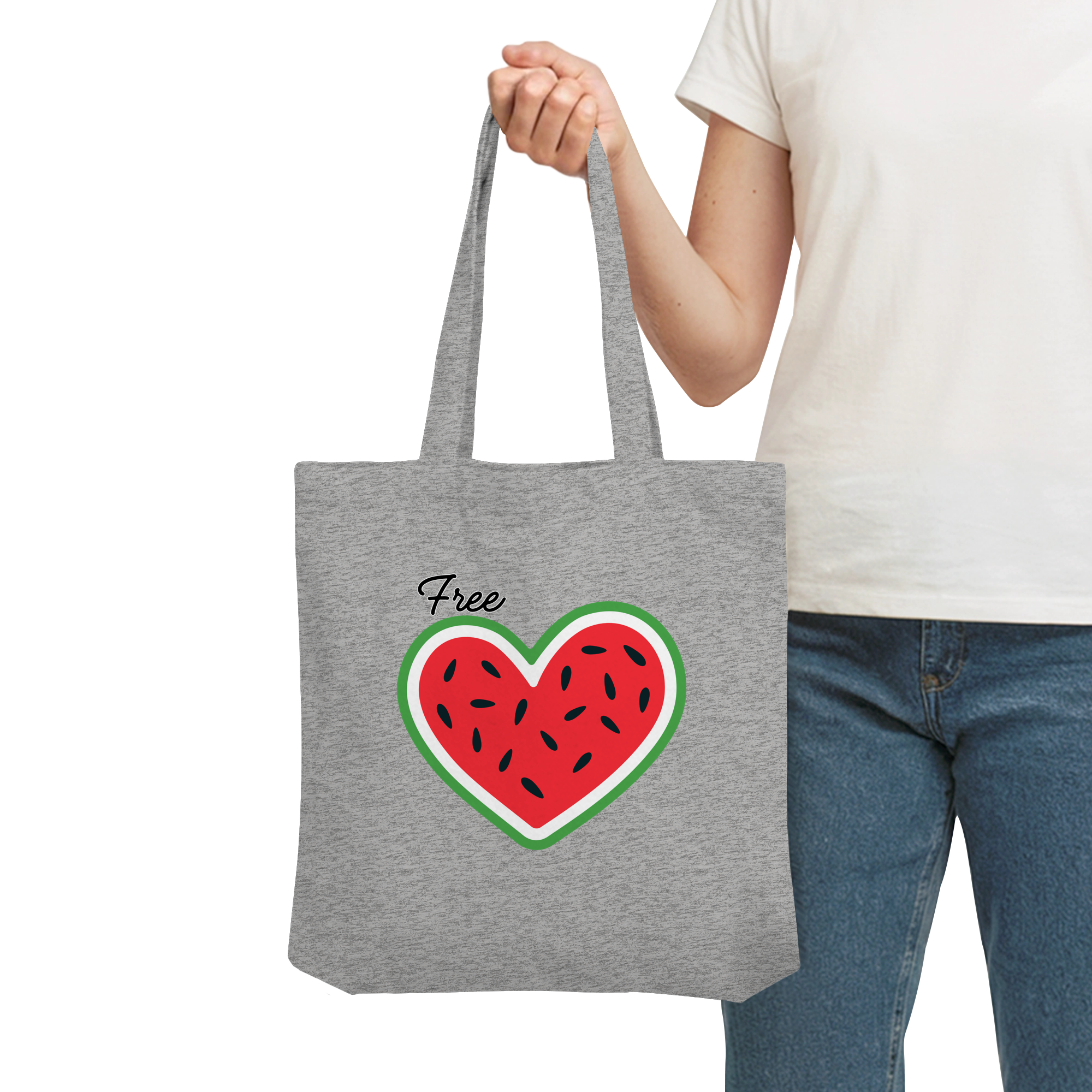 Free Palestine "Melon Heart Edition" - Organic Tote-Bag