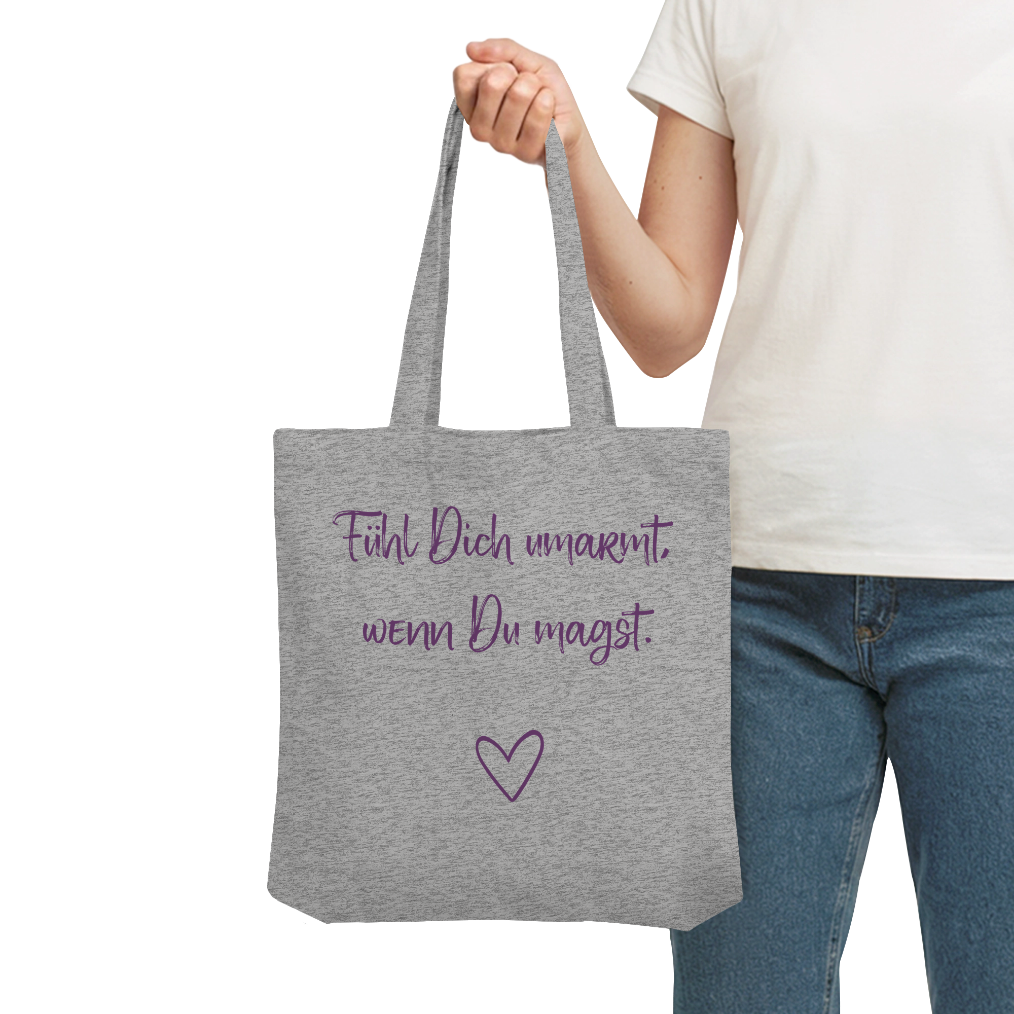 Fühl Dich umarmt, wenn Du magst "Lila Herz Edition" - Organic Tote-Bag