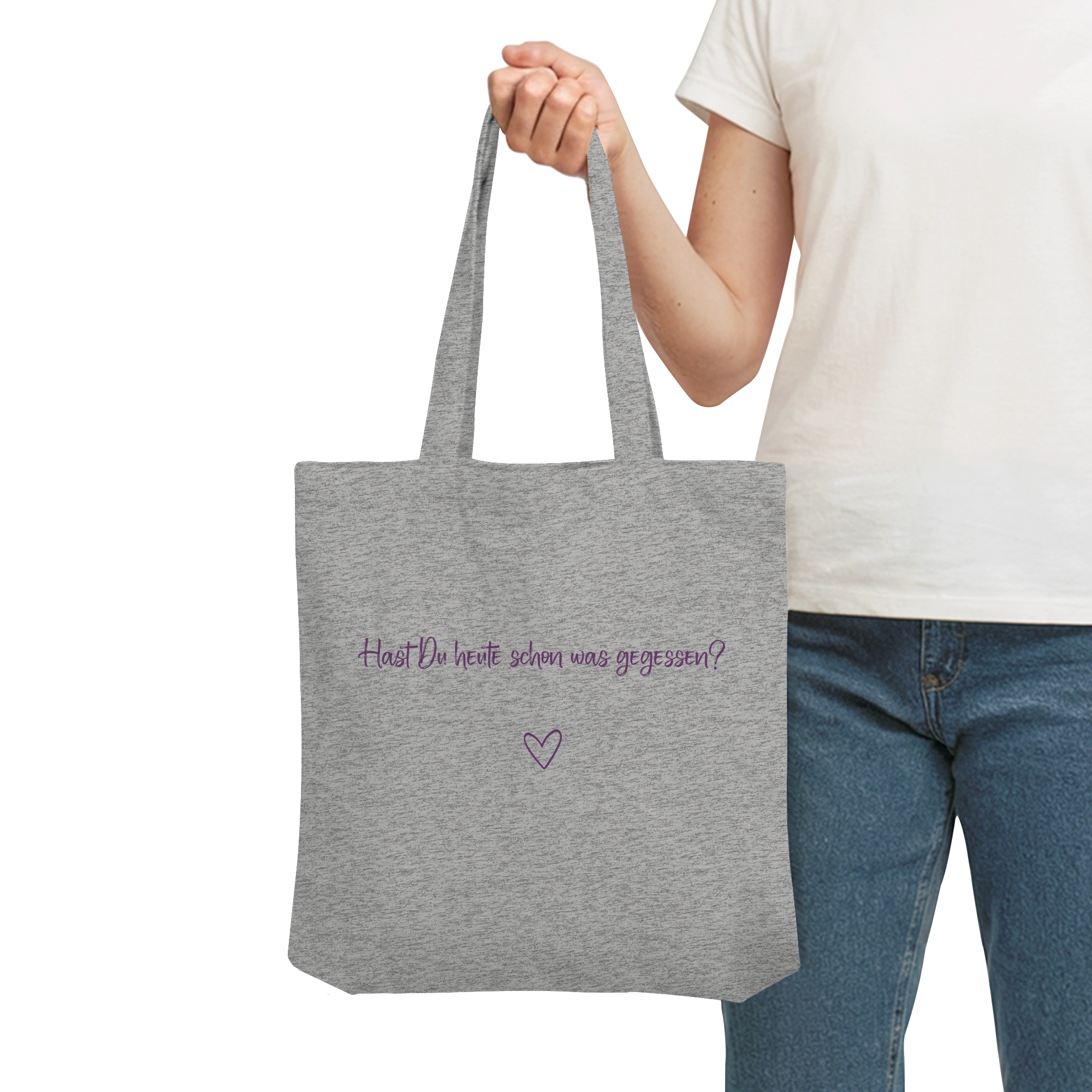 Hast Du heute schon was gegessen? "Lila Herz Edition" - Organic Tote-Bag