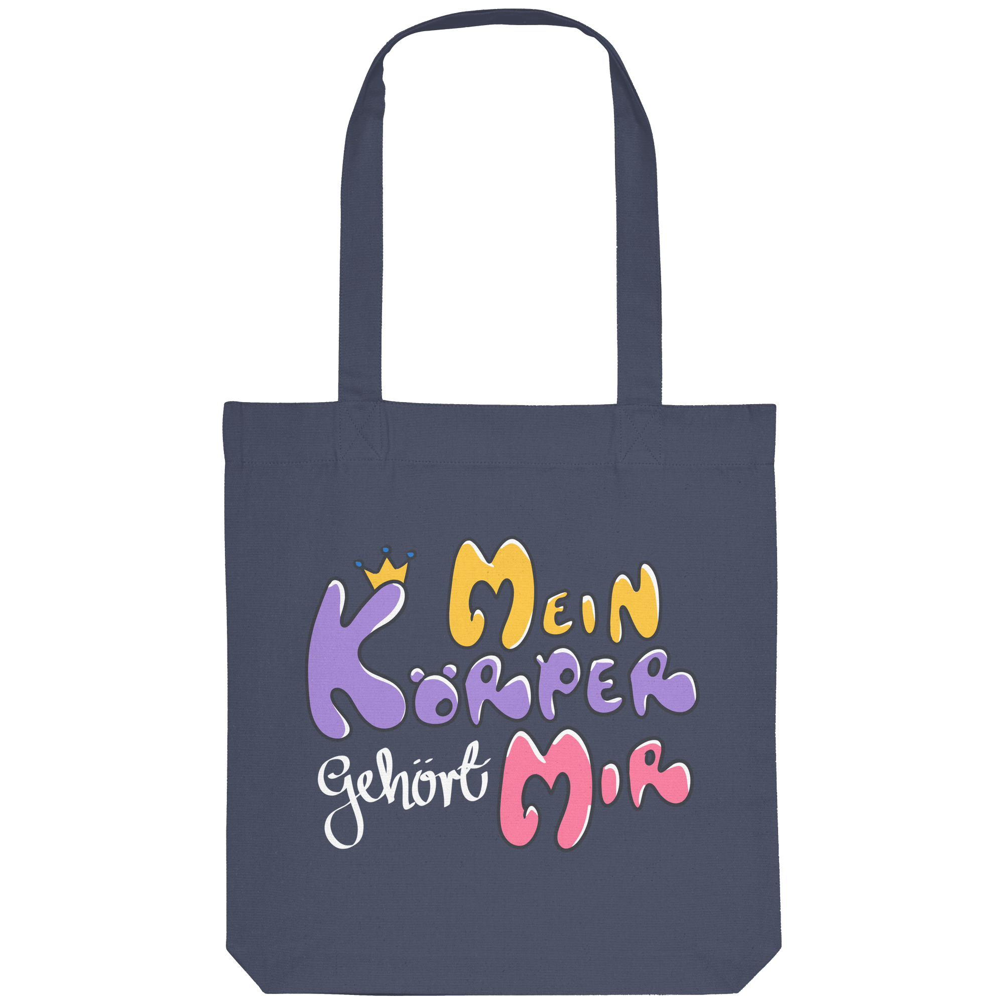 Survivor Queens Logo mit "Mein Körper gehört mir" Backprint (dunkel) - Organic Tote-Bag